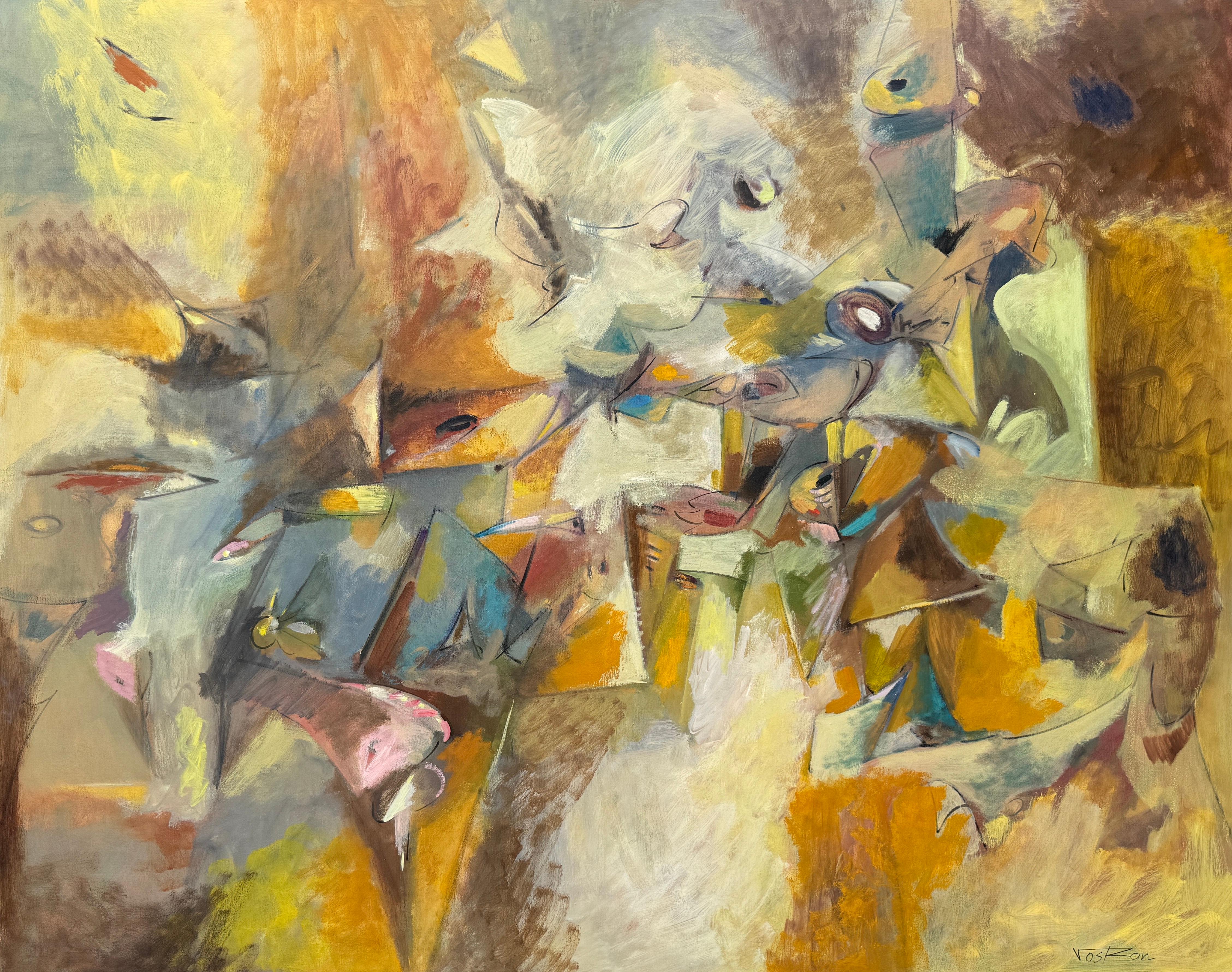 Abstract Painting di Voskan Galstian - Sogno ad occhi aperti, quadro originale astratto di grandi dimensioni su tela, pronto da appendere