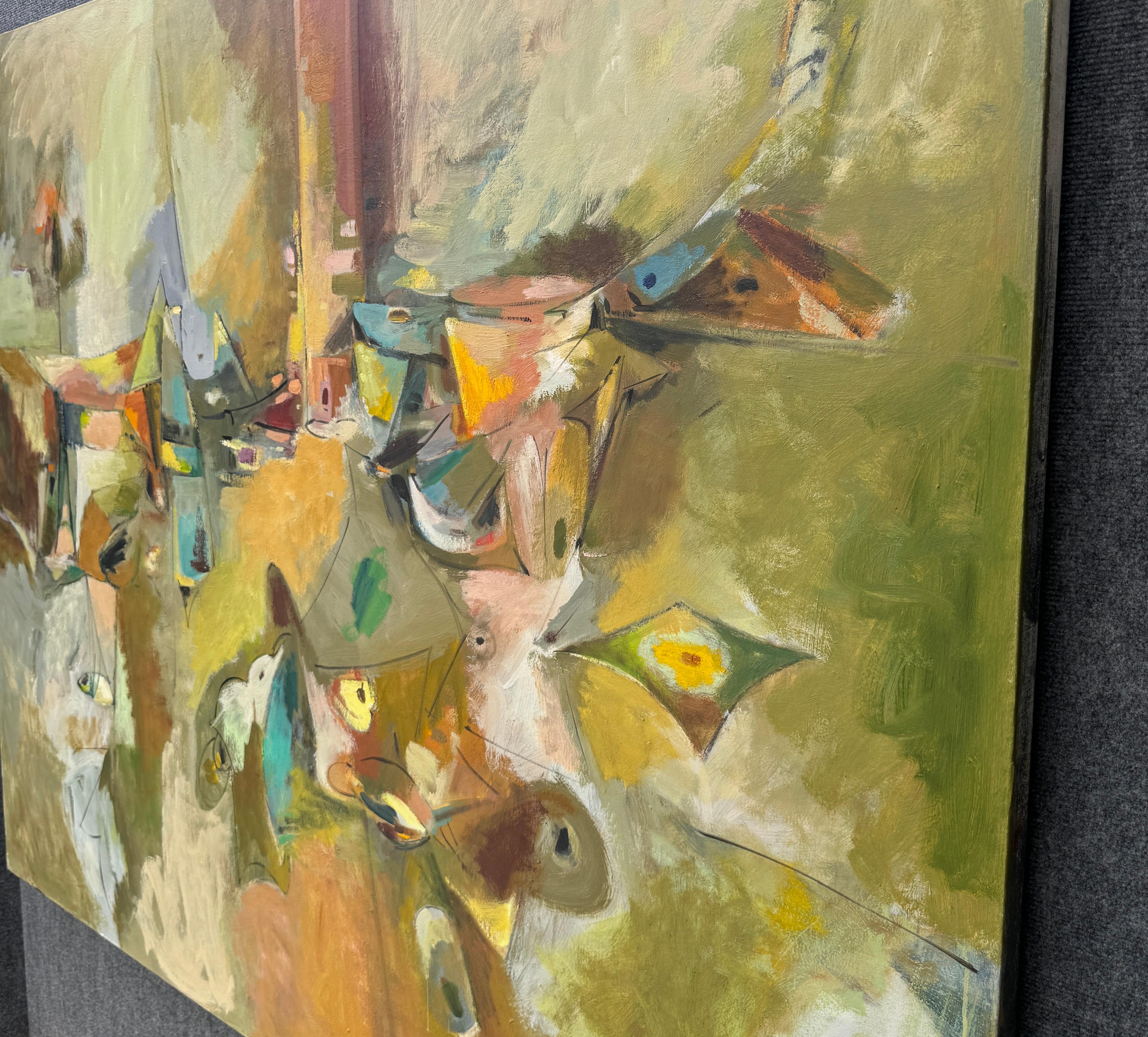 Dream Walk 2, Quadro originale astratto di grandi dimensioni su tela, pronto da appendere - Painting Impressionismo di Voskan Galstian
