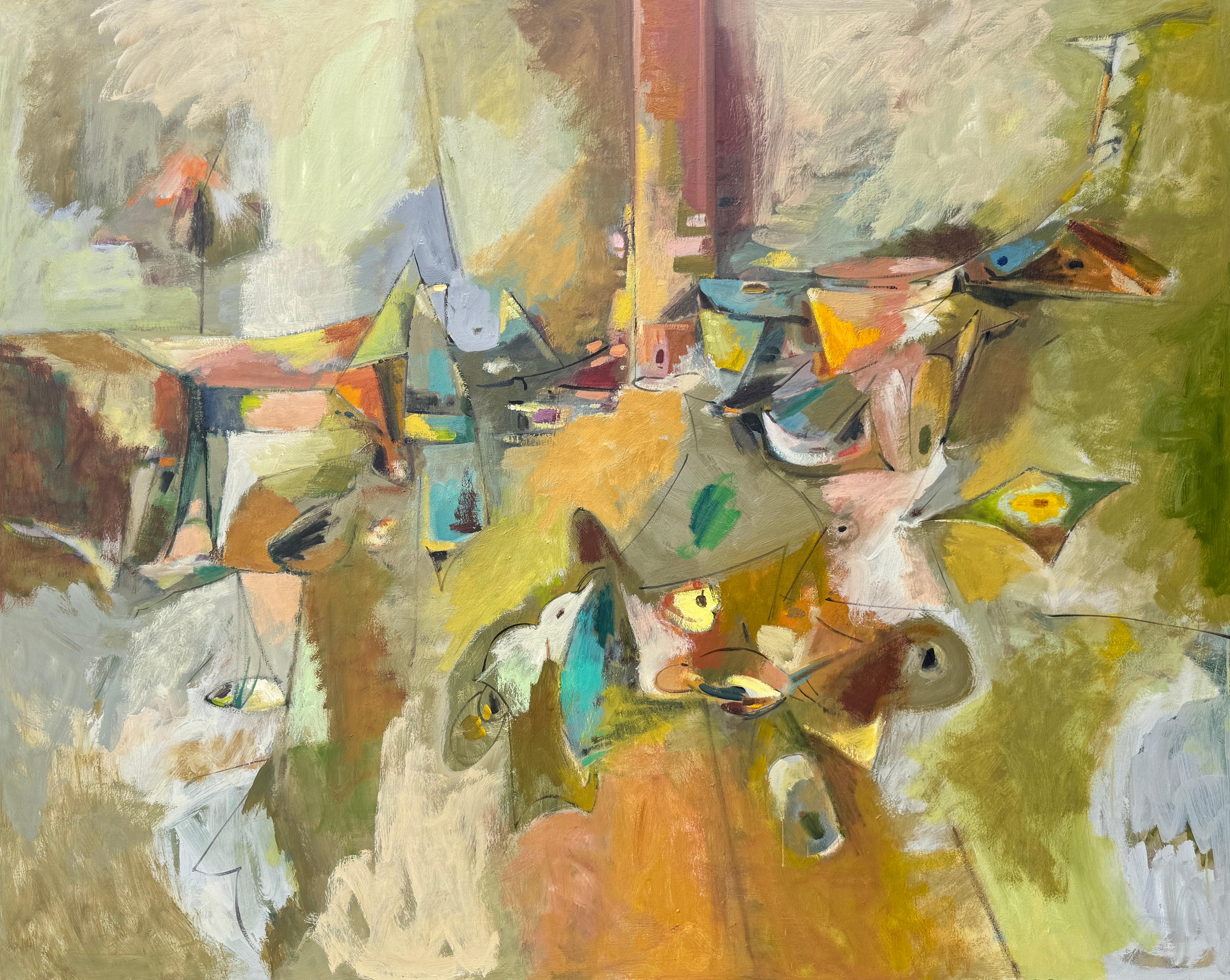 Abstract Painting di Voskan Galstian - Dream Walk 2, Quadro originale astratto di grandi dimensioni su tela, pronto da appendere