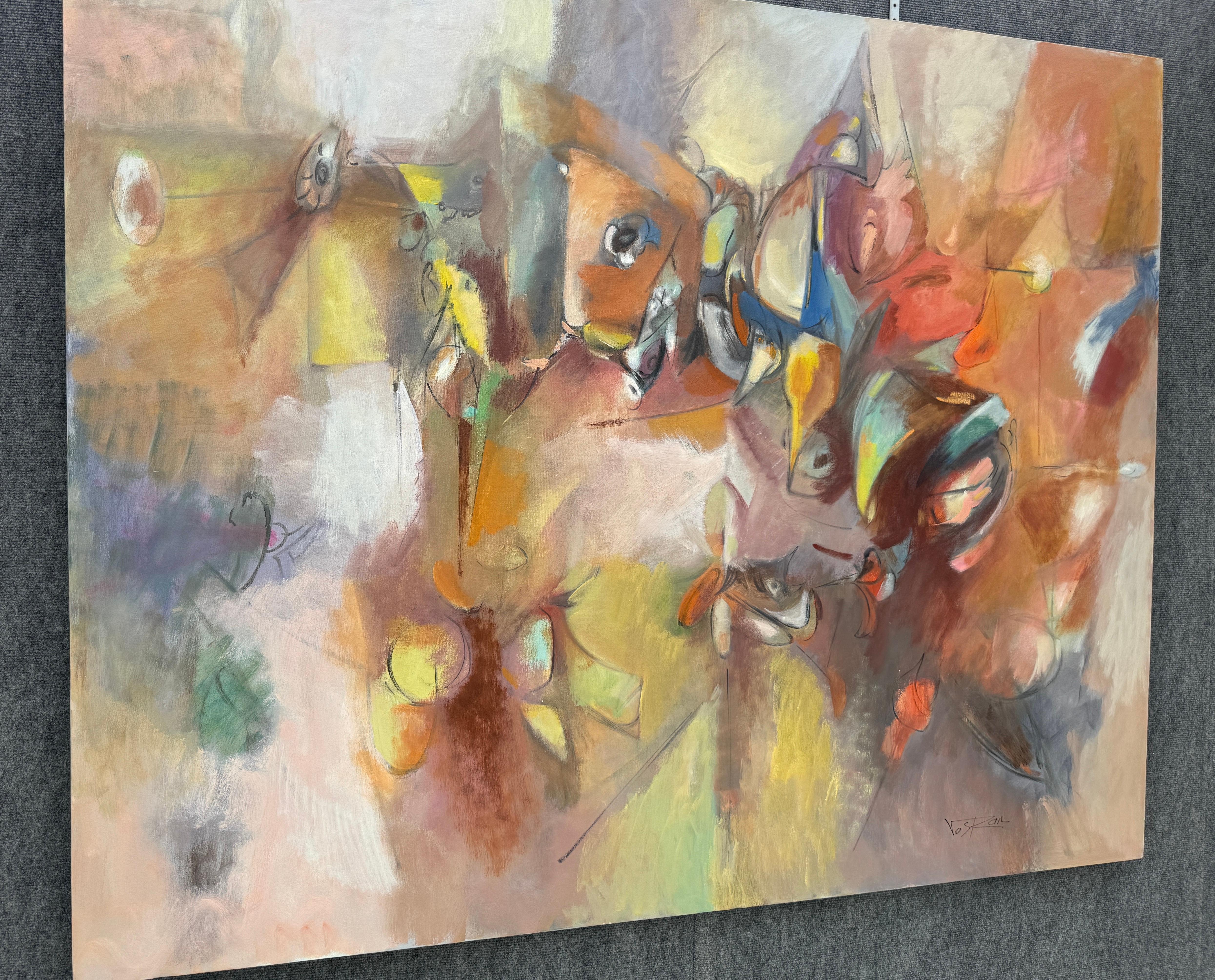 Dream Walk, Quadro originale astratto di grandi dimensioni su tela, pronto da appendere - Painting Impressionismo di Voskan Galstian