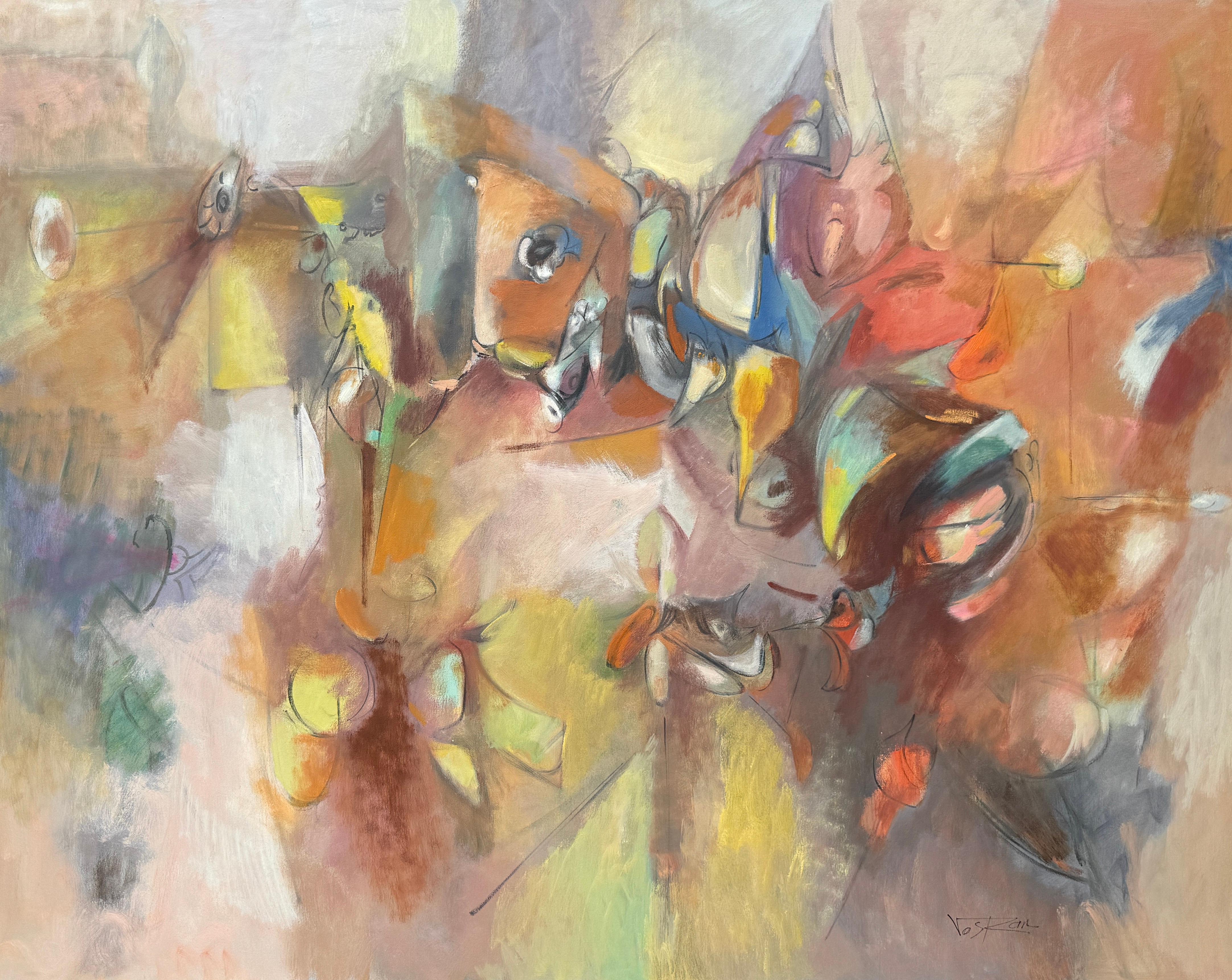 Abstract Painting di Voskan Galstian - Dream Walk, Quadro originale astratto di grandi dimensioni su tela, pronto da appendere