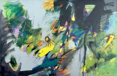 Echo, Quadro originale d'arte astratta, pronto da appendere