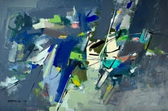 Lontano da una distanza, Quadro astratto moderno originale, pronto da appendere