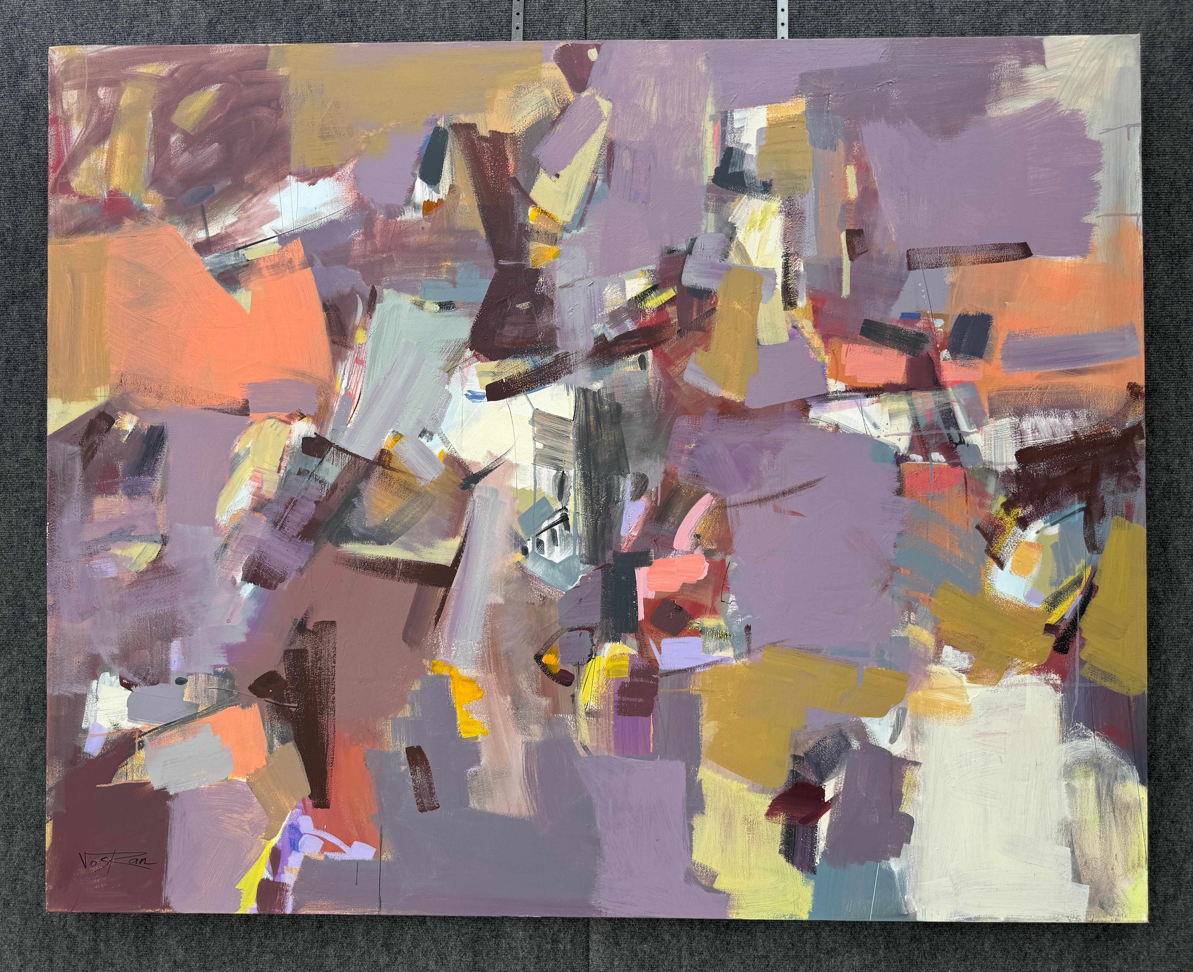 Fiesta Day, quadro originale astratto di grandi dimensioni su tela, pronto da appendere - Painting di Voskan Galstian