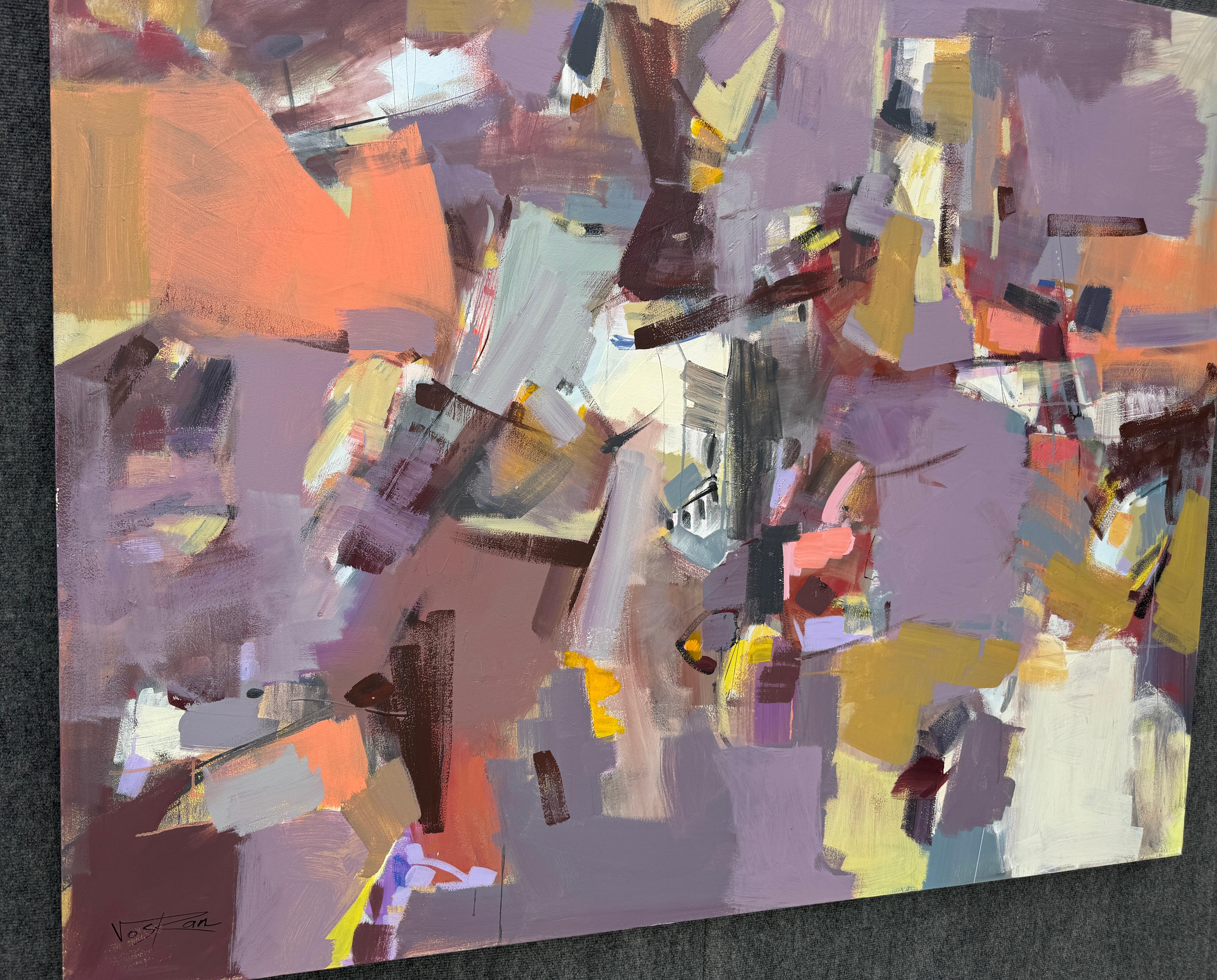Fiesta Day, quadro originale astratto di grandi dimensioni su tela, pronto da appendere - Painting Impressionismo di Voskan Galstian