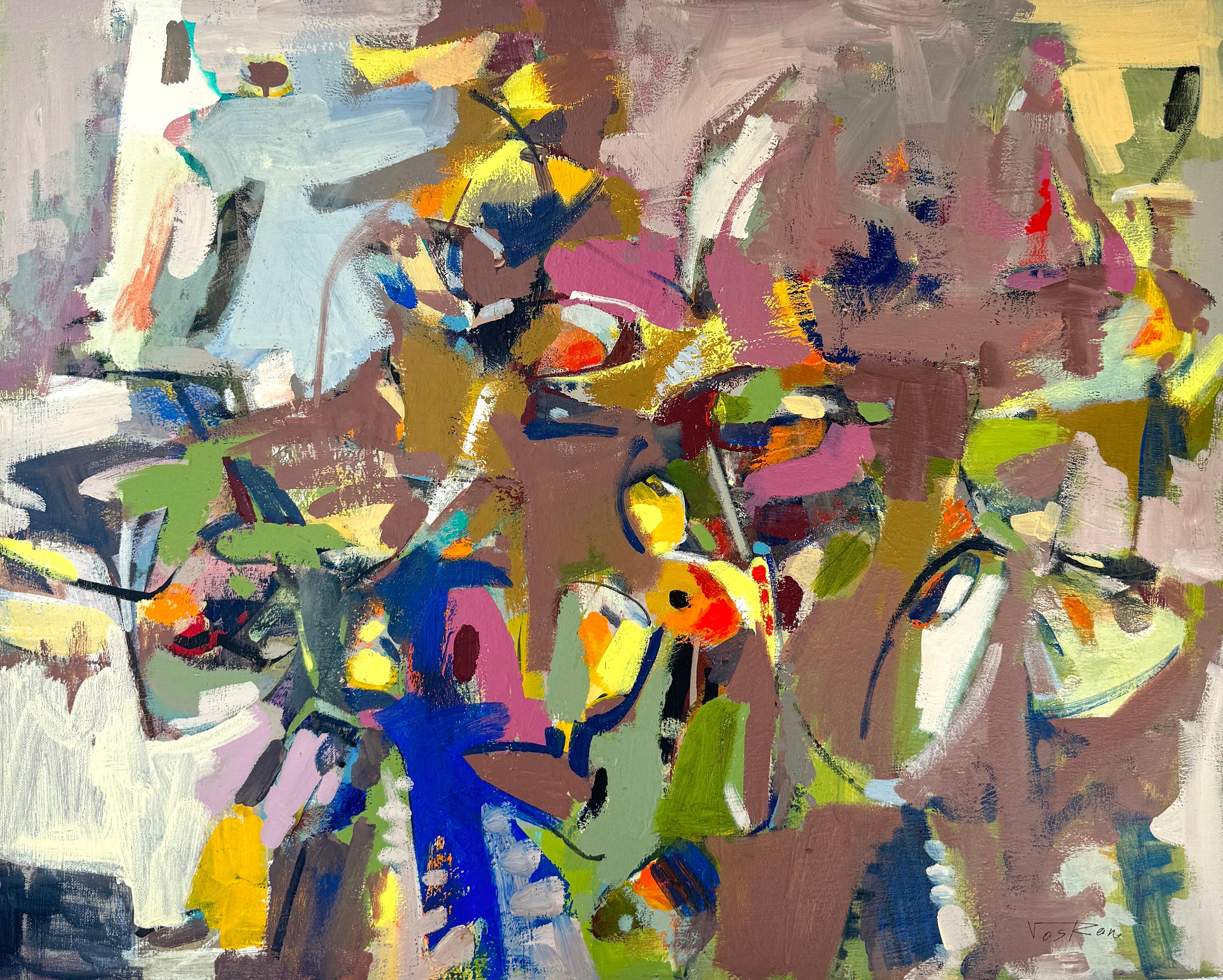 Abstract Painting di Voskan Galstian - Prima fiamma, Pittura astratta contemporanea originale, pronta da appendere