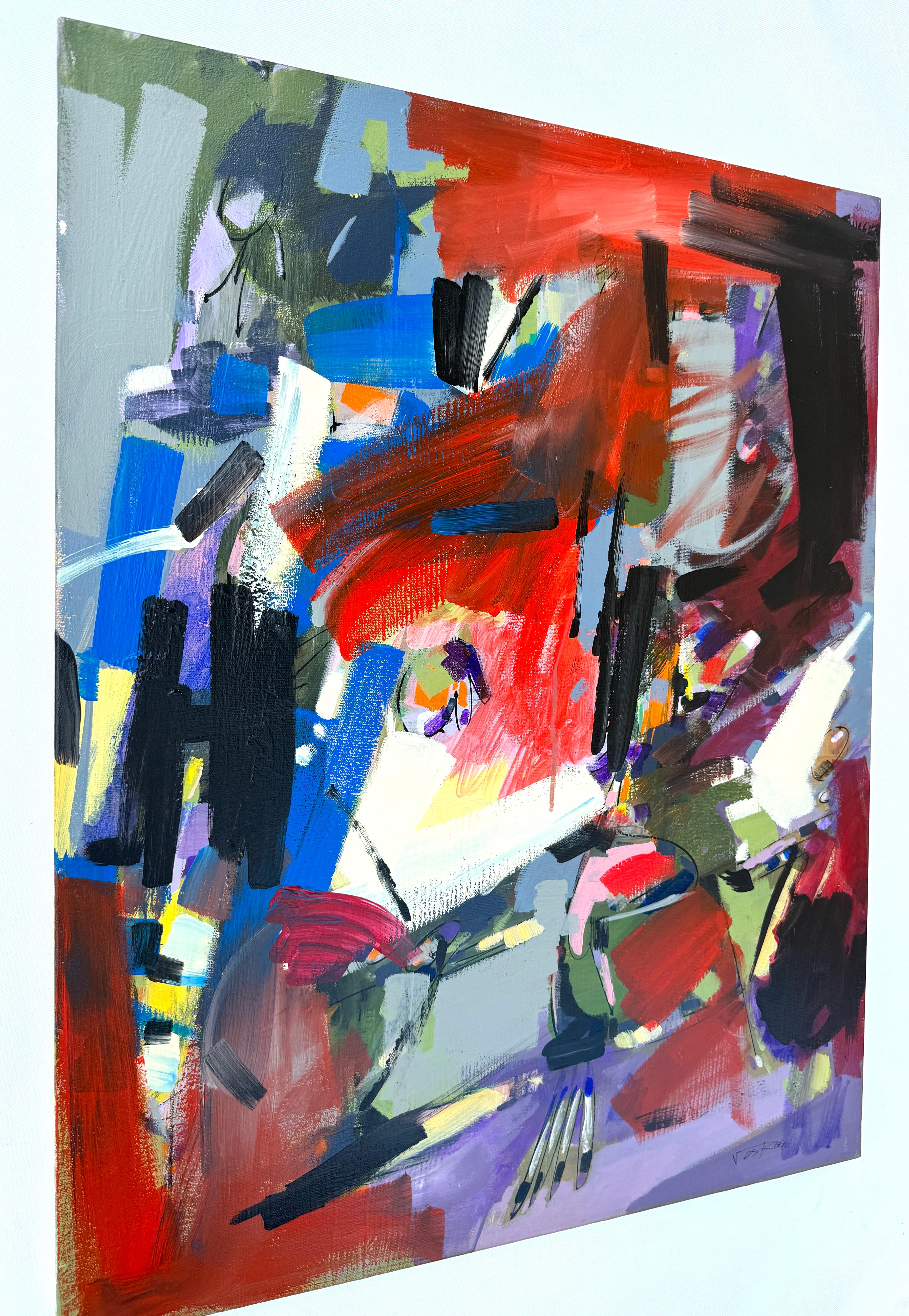 First Light 2, Abstraktes Originalgemälde, hängefertig, hängefertig (Braun), Abstract Painting, von Voskan Galstian
