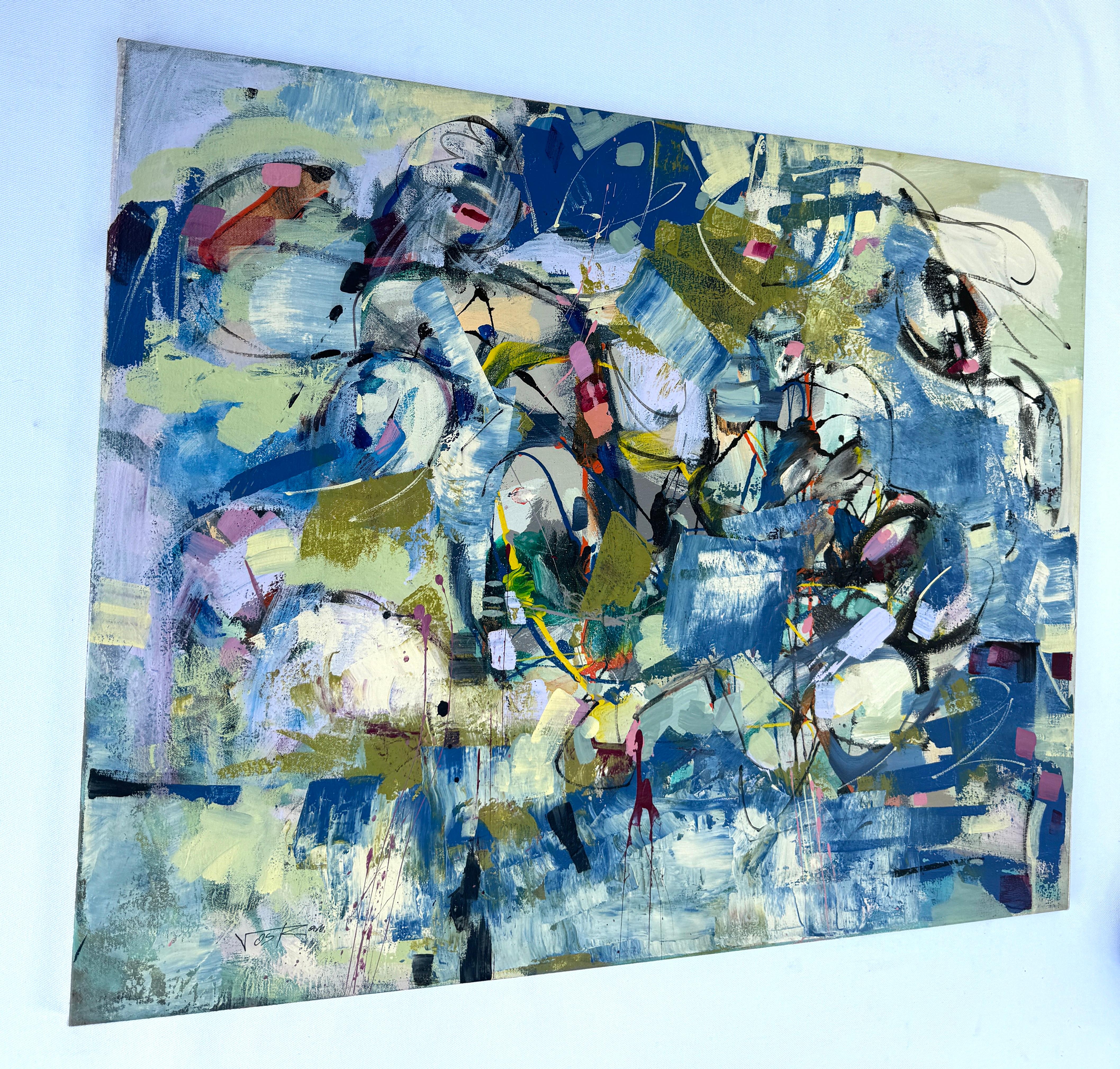 Prima neve, quadro astratto d'arte contemporanea, pronto da appendere - Painting Impressionismo di Voskan Galstian