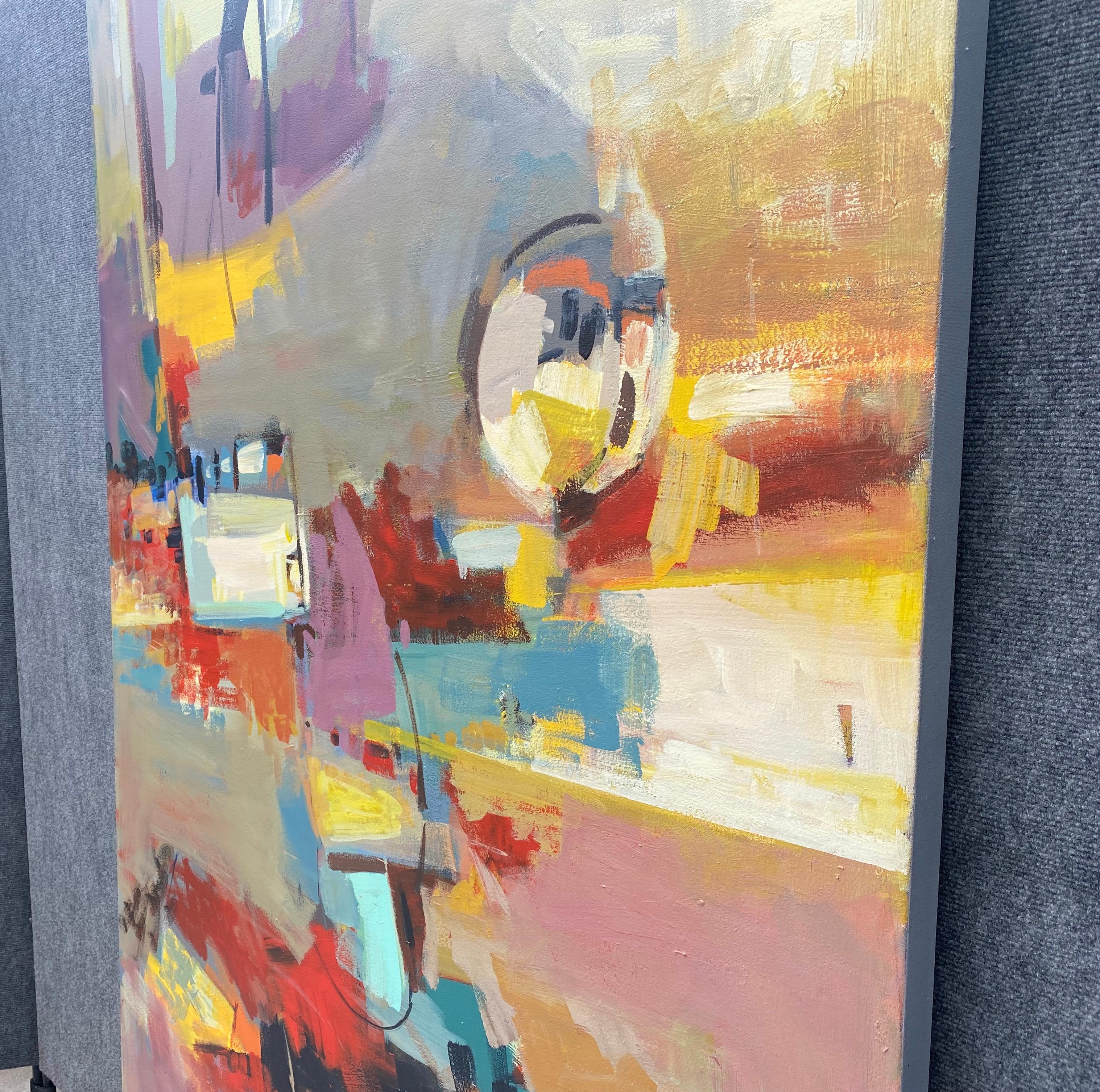 Flow Modern, Pittura acrilica originale d'arte astratta, pronta da appendere, di grandi dimensioni - Abstract Painting Grigio di Voskan Galstian