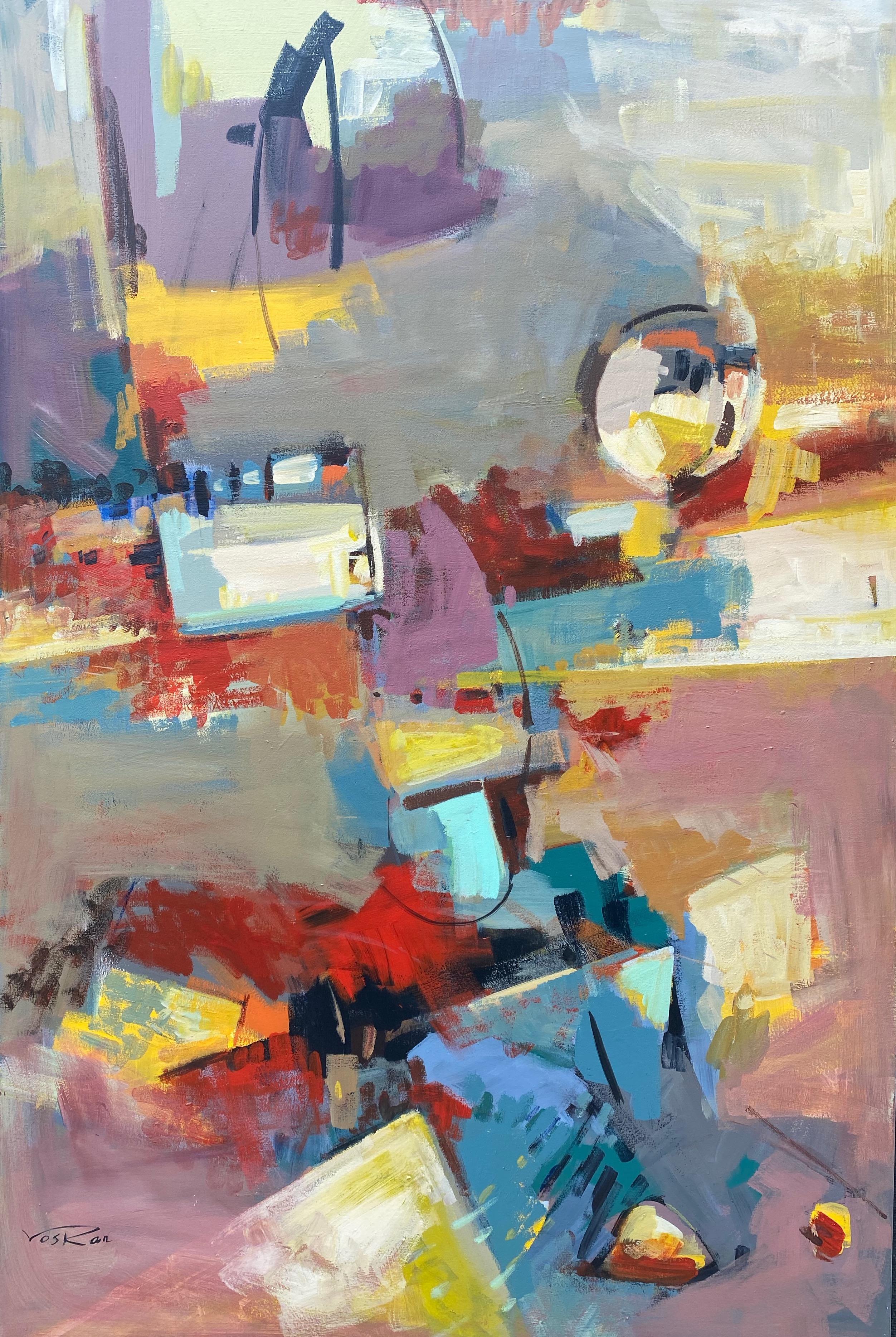 Abstract Painting di Voskan Galstian - Flow Modern, Pittura acrilica originale d'arte astratta, pronta da appendere, di grandi dimensioni