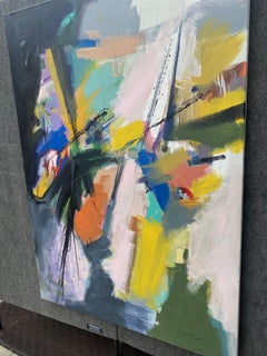 Historia Enfocada, Arte Abstracto Moderno Pintura Acrílica Original, Lista para Colgar