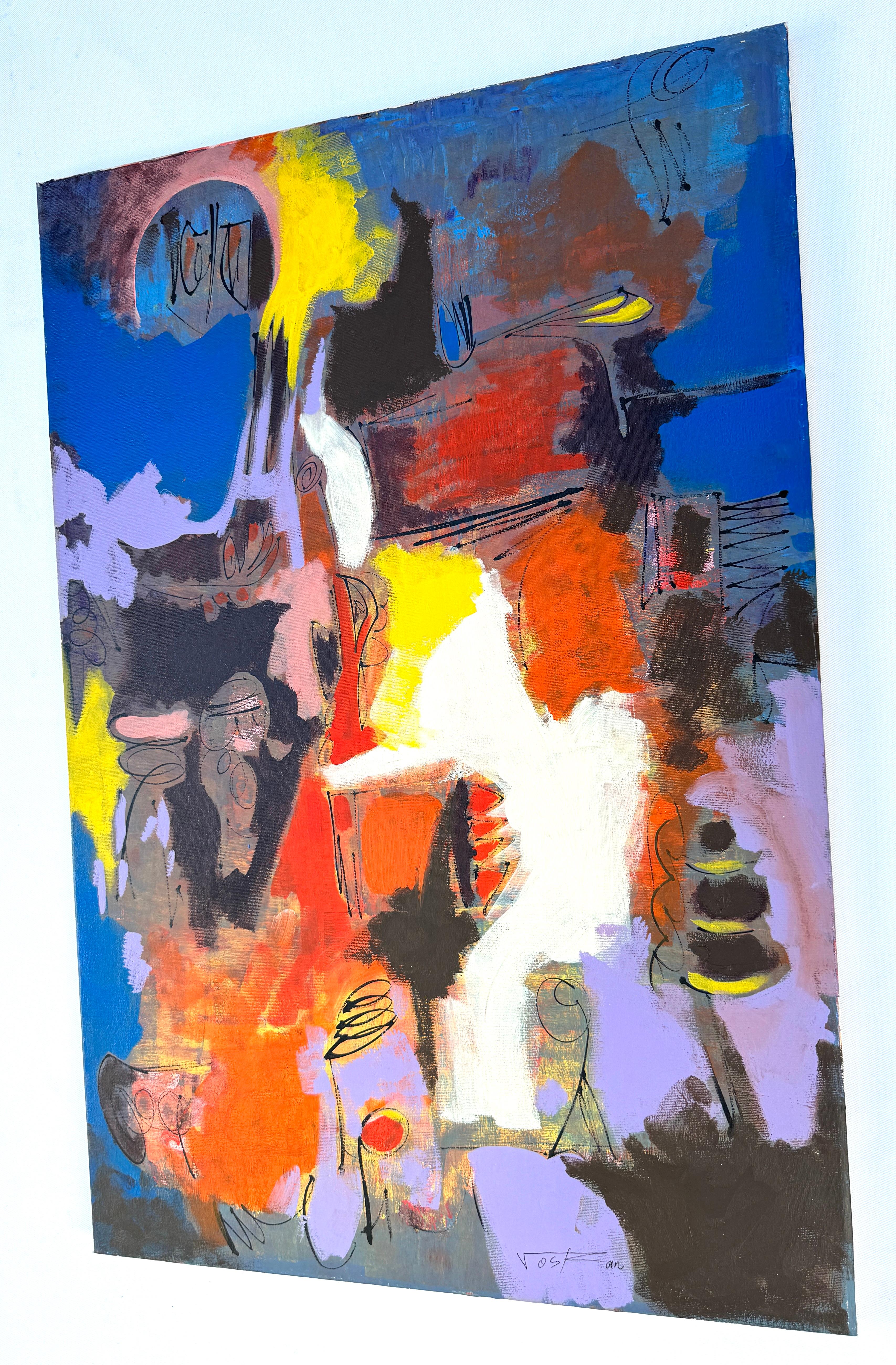 Frammento, Arte astratta, Pittura originale, Pronto da appendere - Abstract Painting Beige di Voskan Galstian