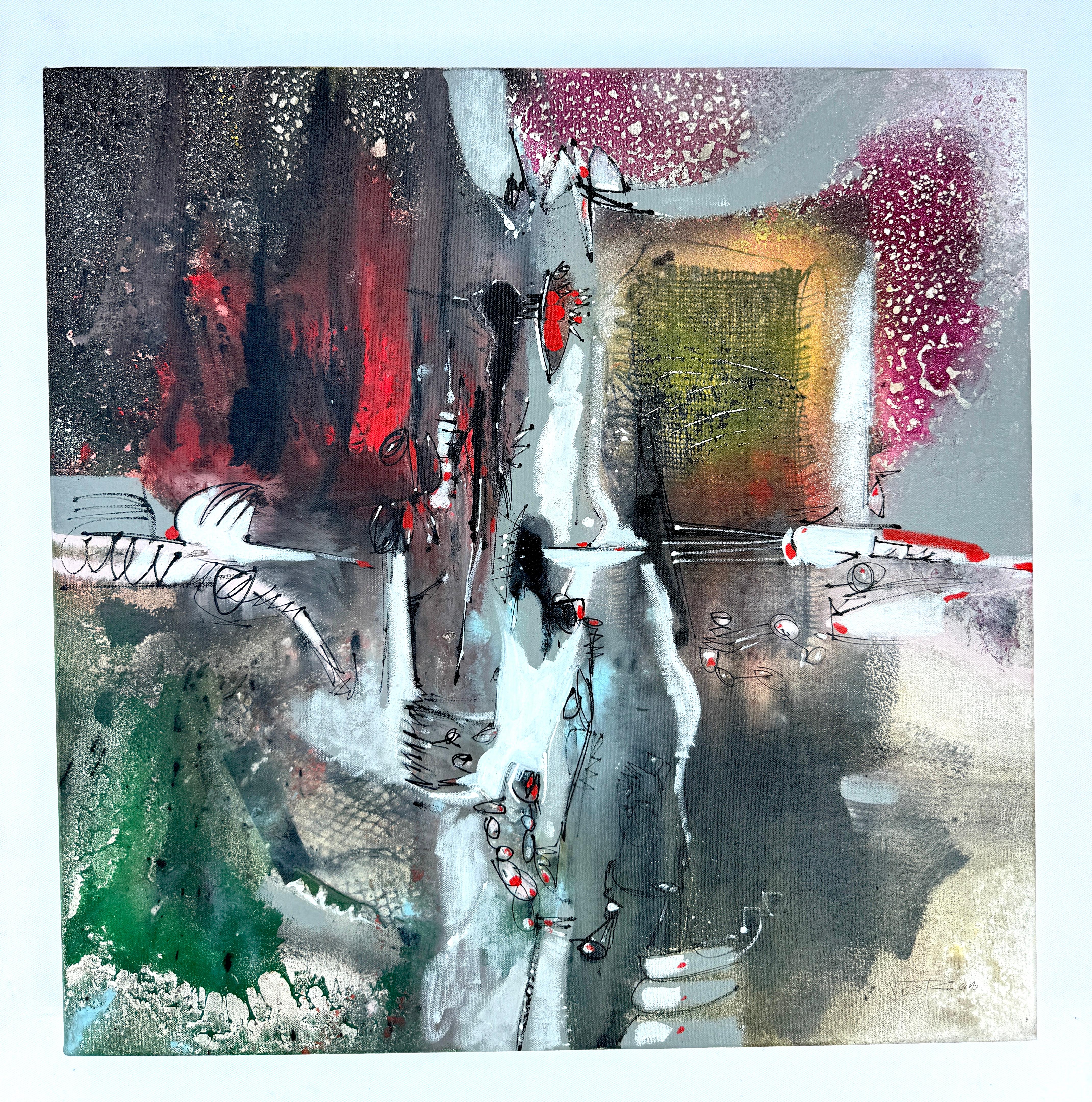 Abstract Painting di Voskan Galstian - Giardino da parete, dipinto astratto contemporaneo originale, pronto da appendere