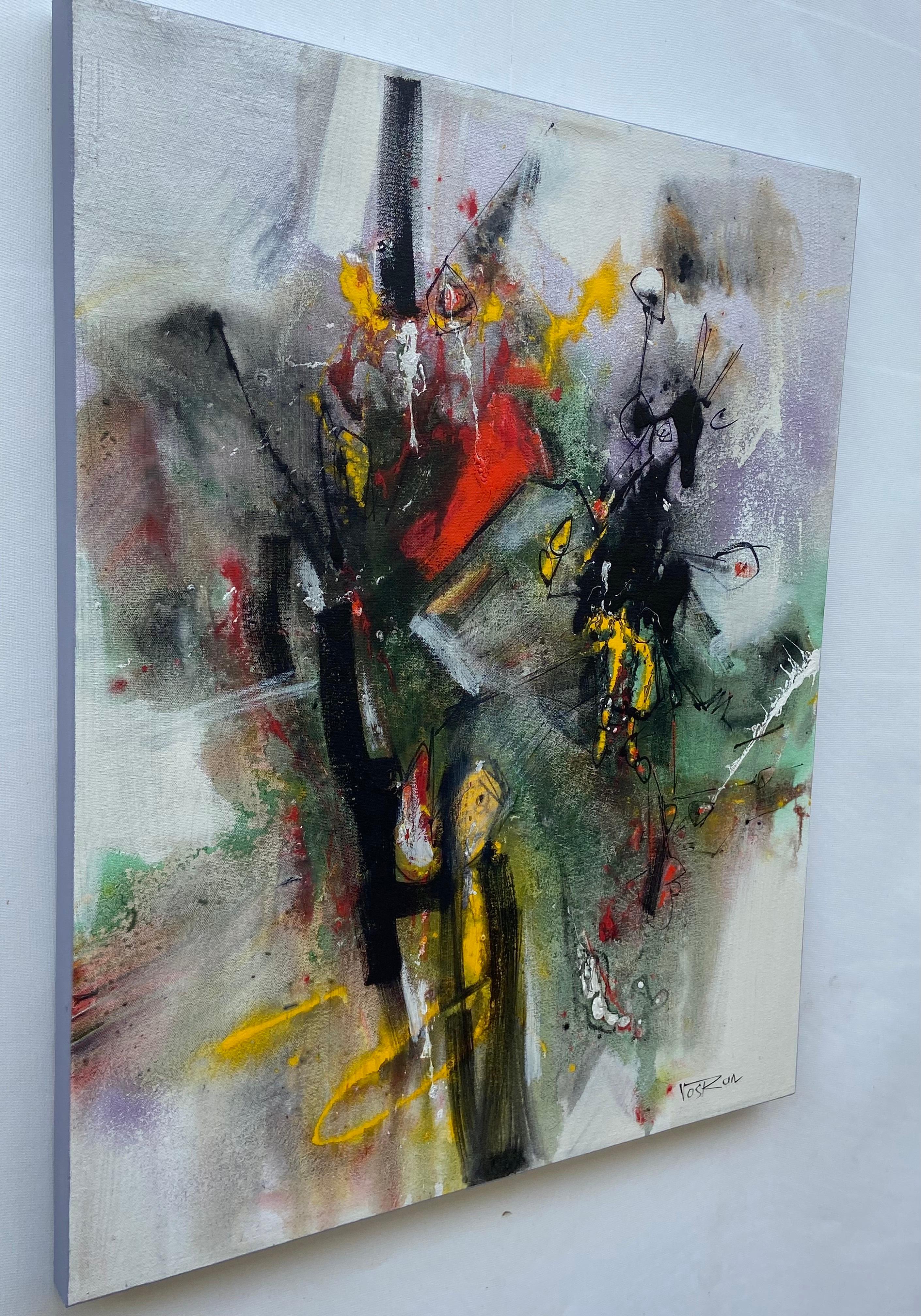 Grünes Feld, Abstrakte Malerei – Painting von Voskan Galstian