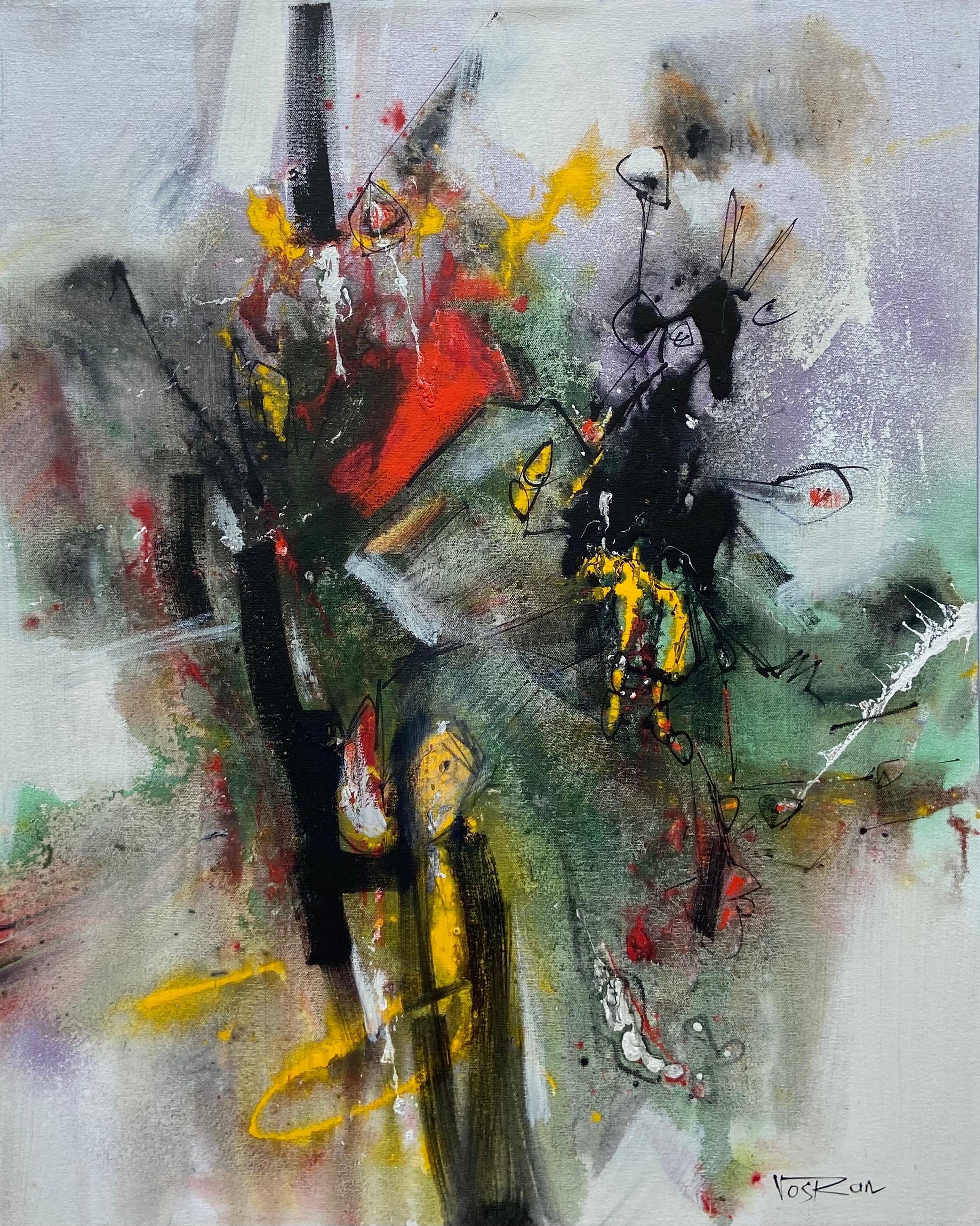 Voskan Galstian Abstract Painting – Grünes Feld, Abstrakte Malerei