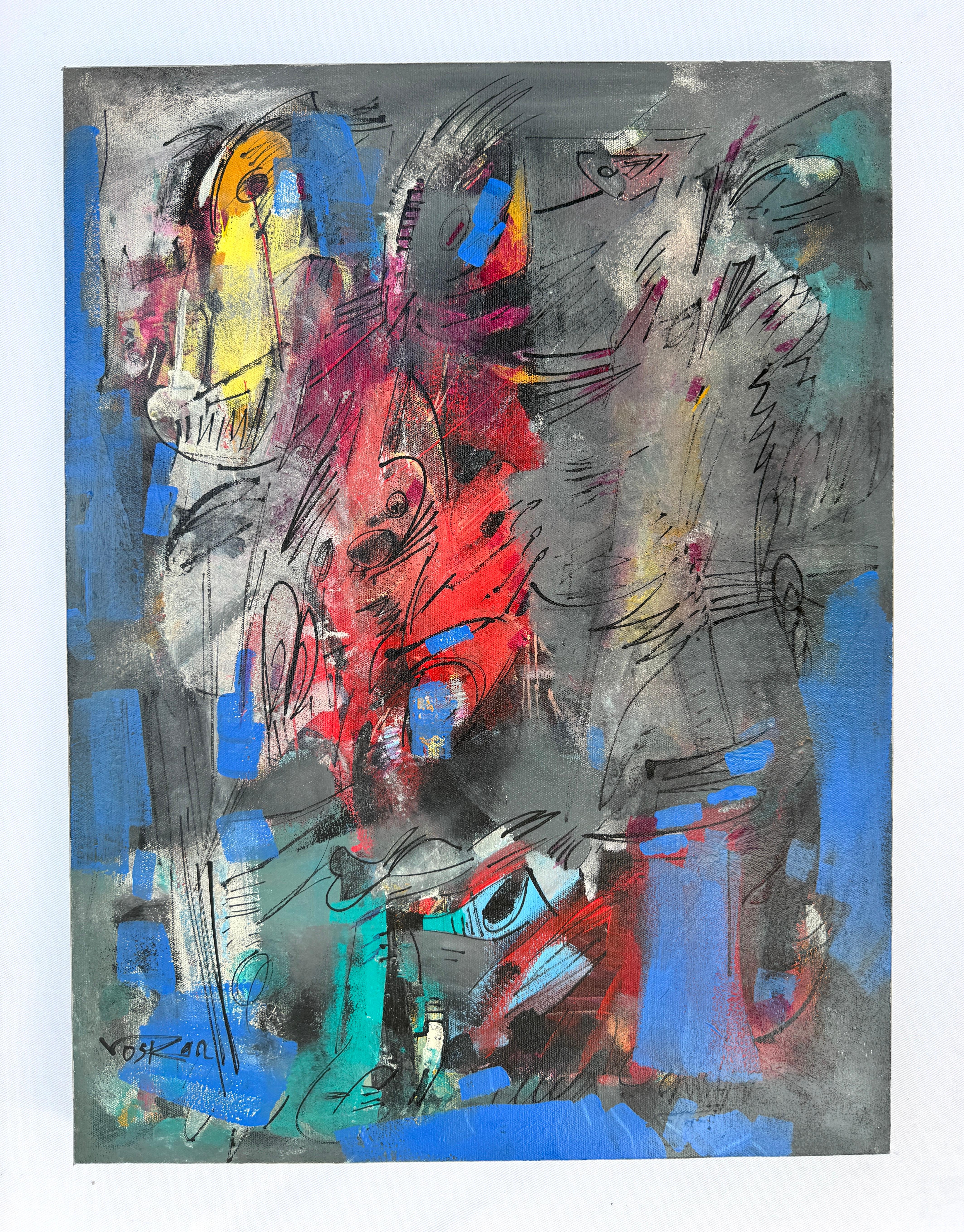 Armonia 2, Arte astratta, Pittura originale contemporanea, pronta da appendere - Painting di Voskan Galstian