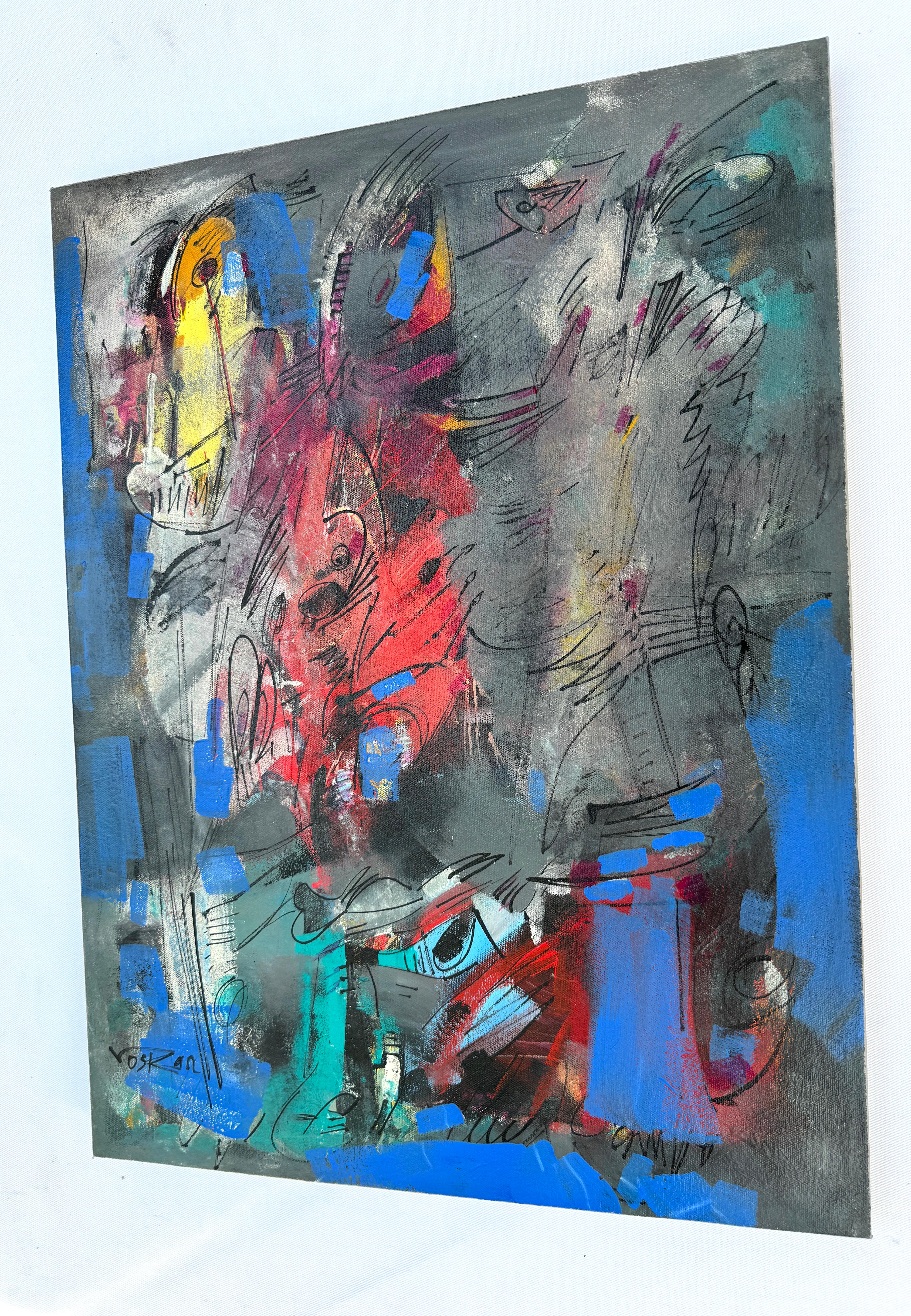 Armonia 2, Arte astratta, Pittura originale contemporanea, pronta da appendere - Abstract Painting Grigio di Voskan Galstian