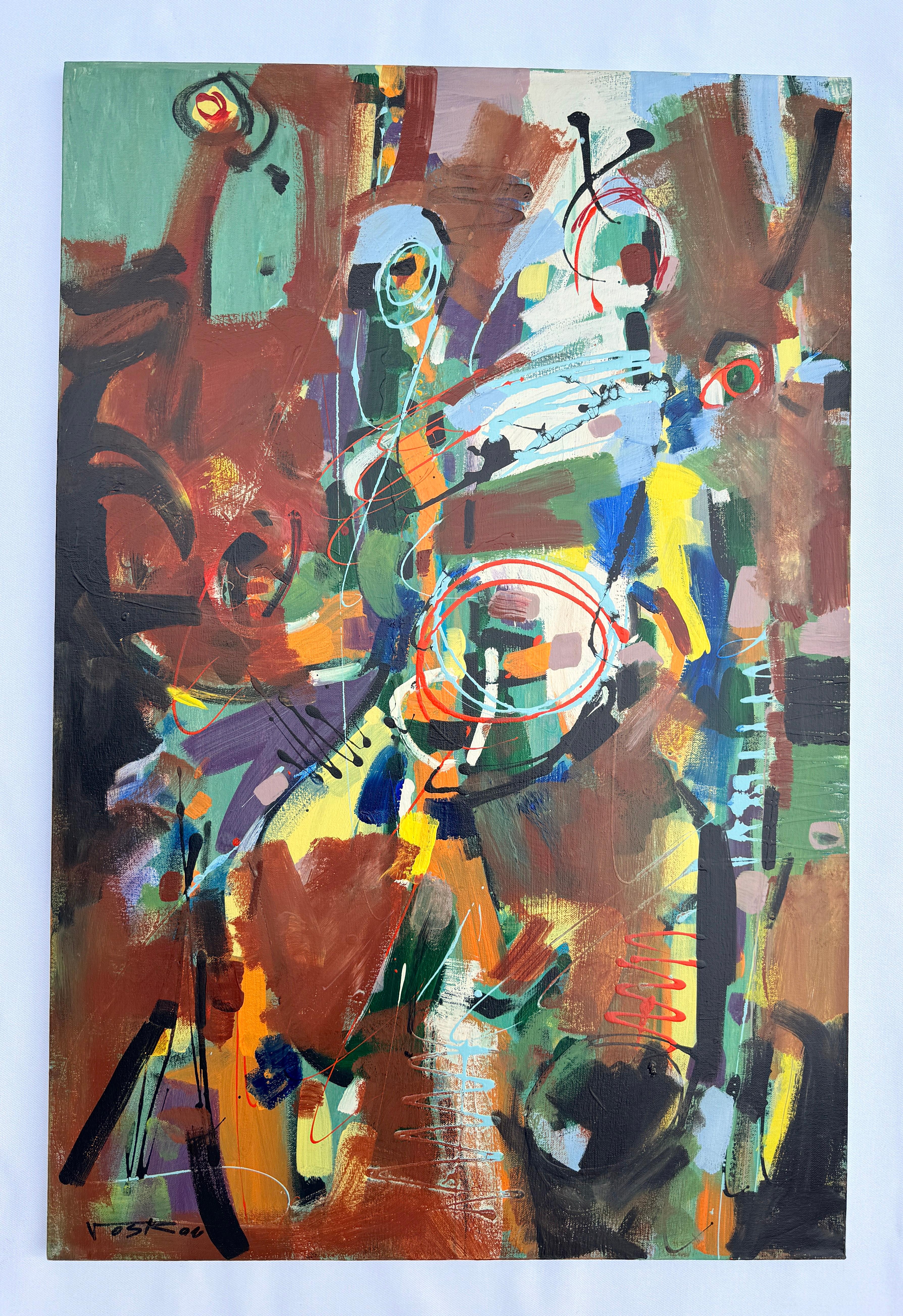 Hint Of Morning, Abstraktes Originalgemälde mit Scharnier, hängefertig – Painting von Voskan Galstian