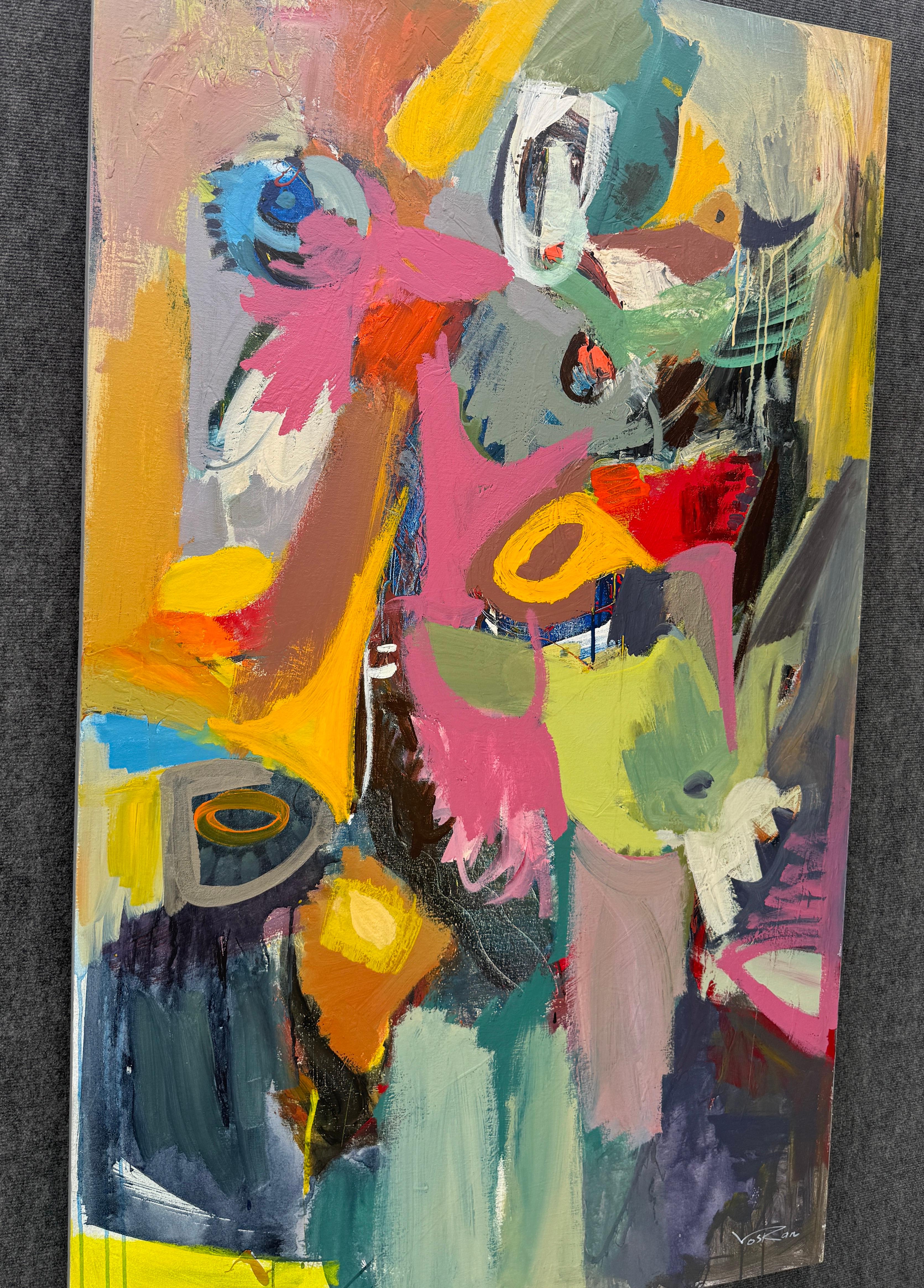 Sto impazzendo, Quadro originale astratto di grandi dimensioni su tela, pronto da appendere - Painting di Voskan Galstian