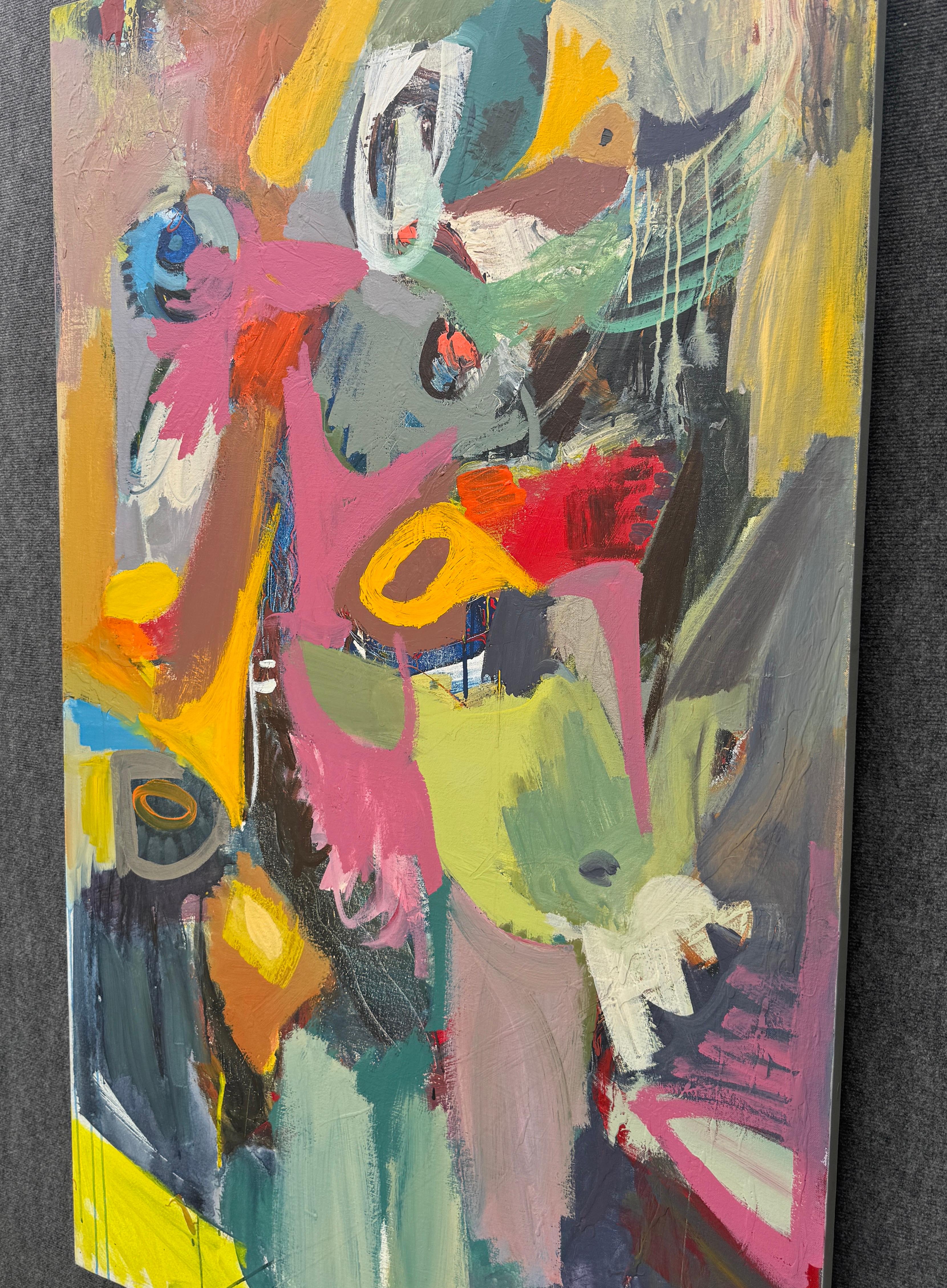 Sto impazzendo, Quadro originale astratto di grandi dimensioni su tela, pronto da appendere - Abstract Painting Marrone di Voskan Galstian