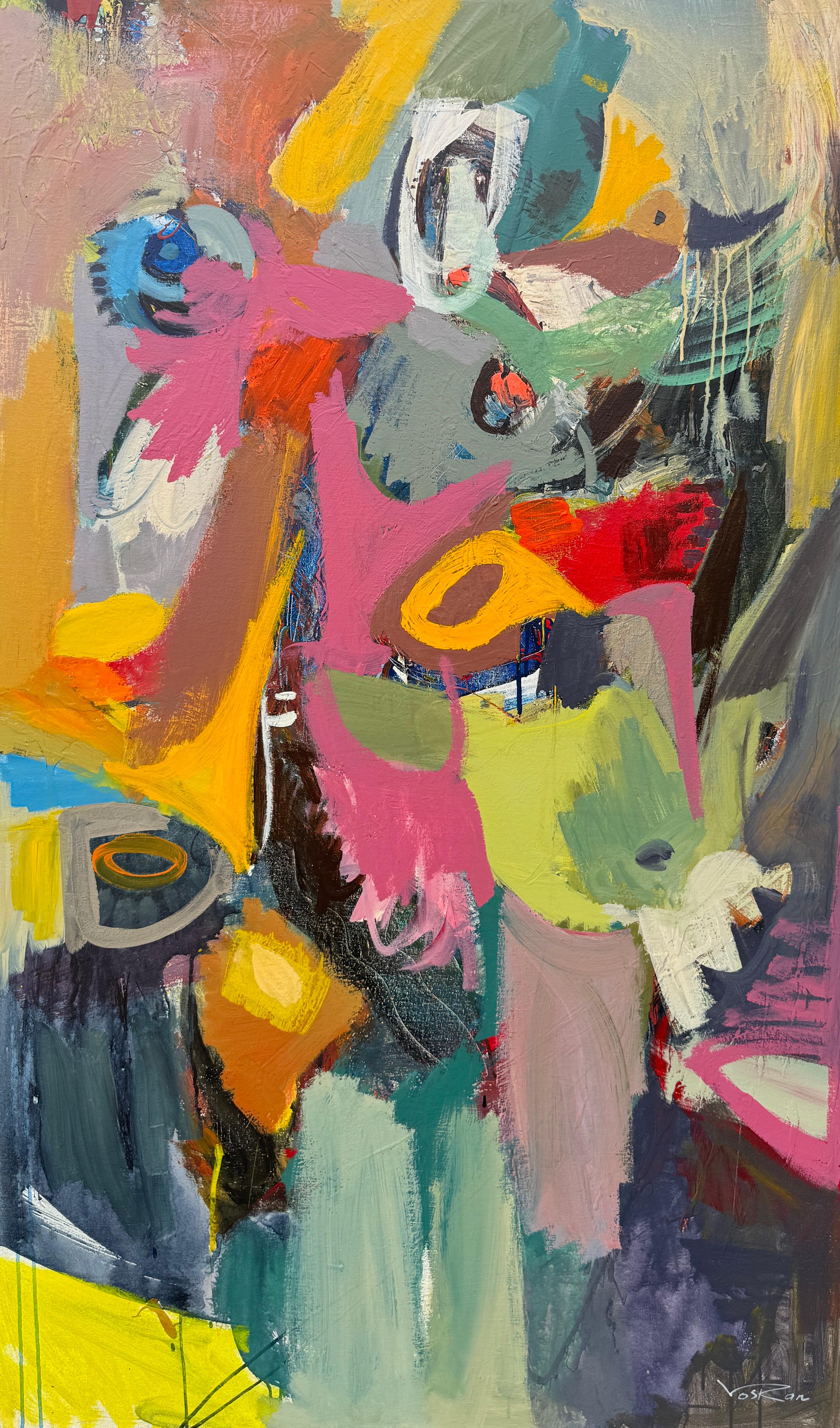 Abstract Painting di Voskan Galstian - Sto impazzendo, Quadro originale astratto di grandi dimensioni su tela, pronto da appendere