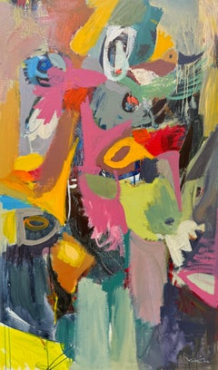 Me estoy volviendo loca, Pintura Abstracta Original Grande sobre Lienzo, Lista para Colgar