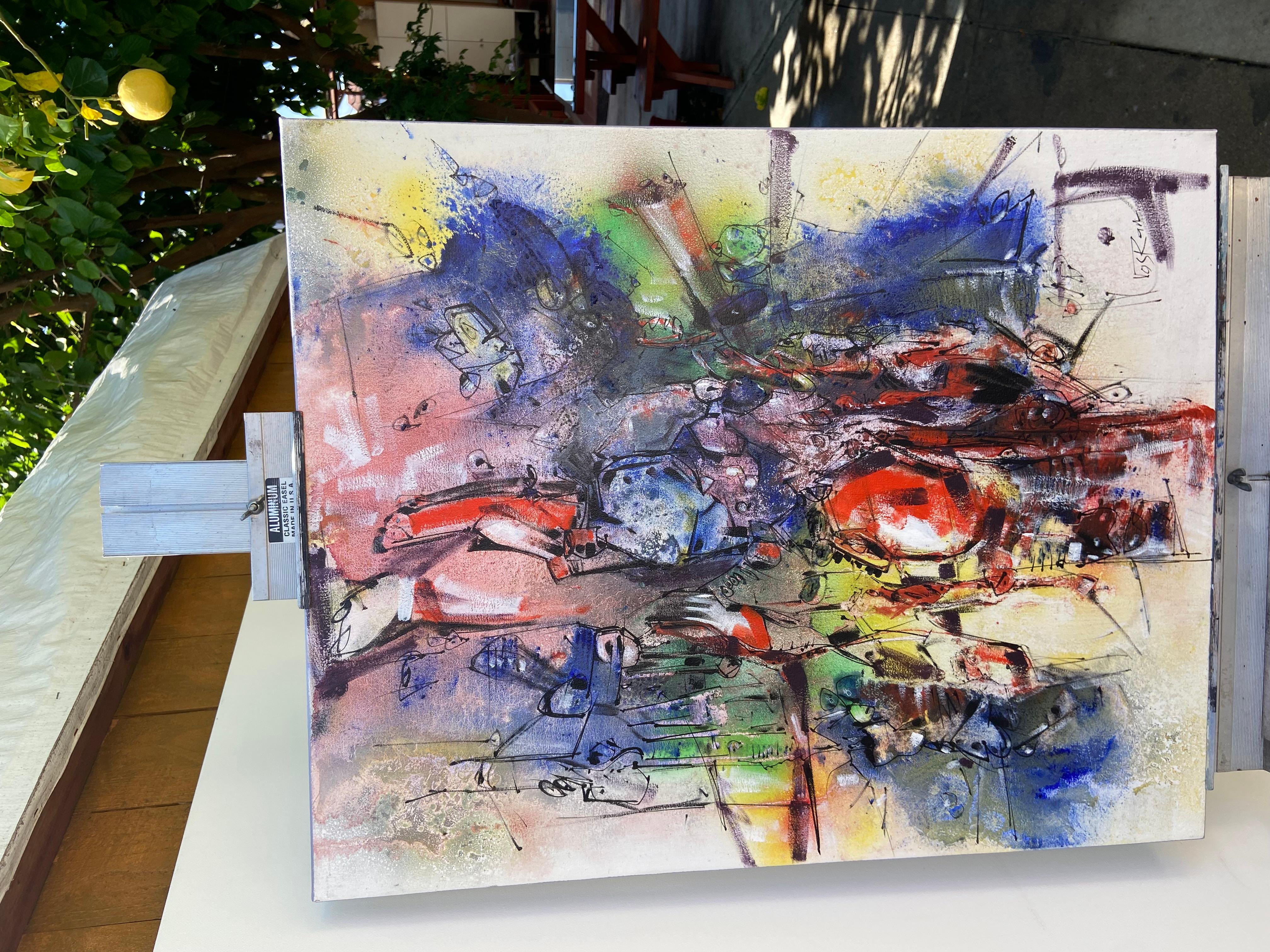 Impression des blauen Himmels, abstrakte Malerei (Abstrakt), Painting, von Voskan Galstian