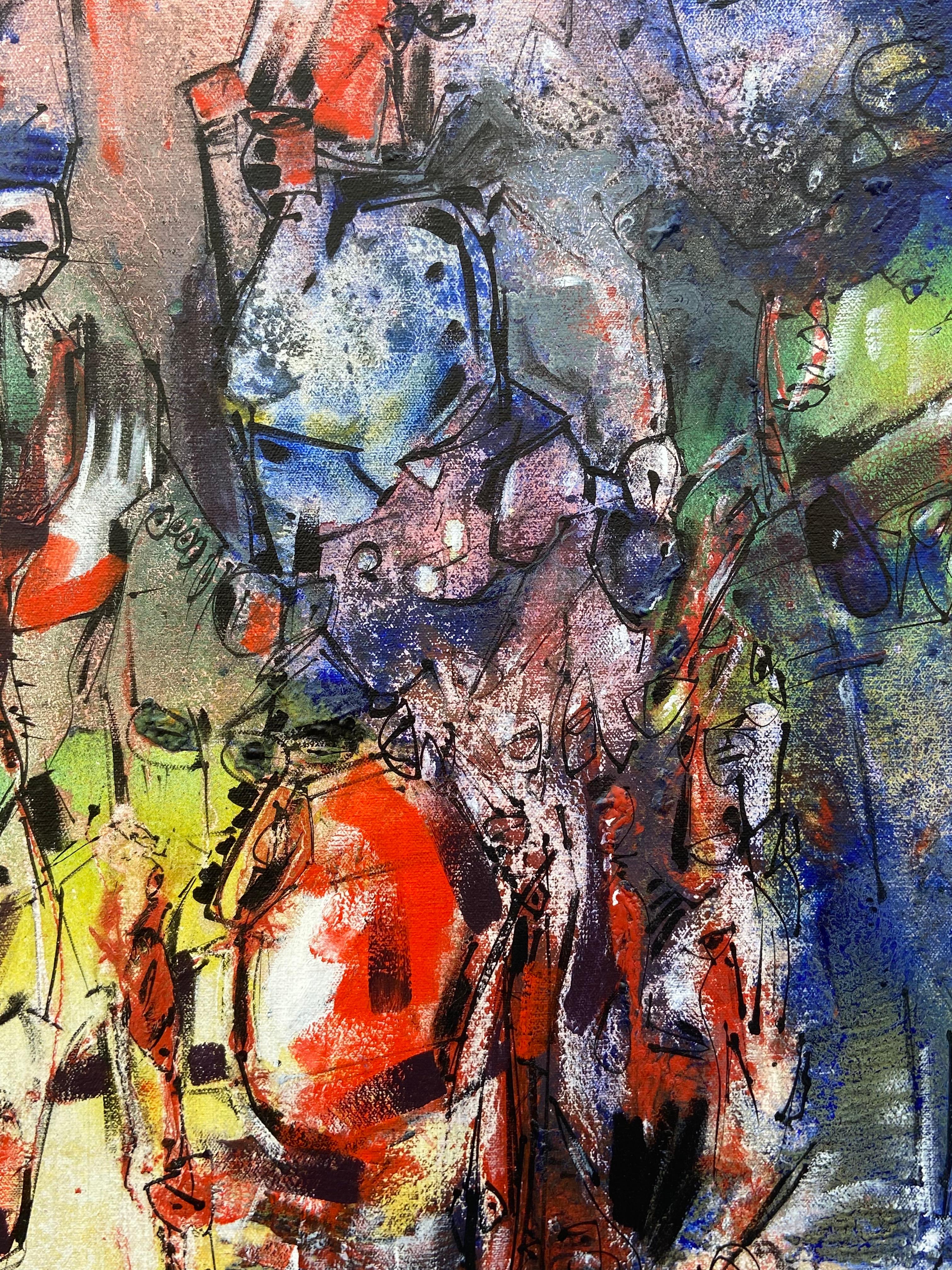 Impression des blauen Himmels, abstrakte Malerei (Braun), Abstract Painting, von Voskan Galstian