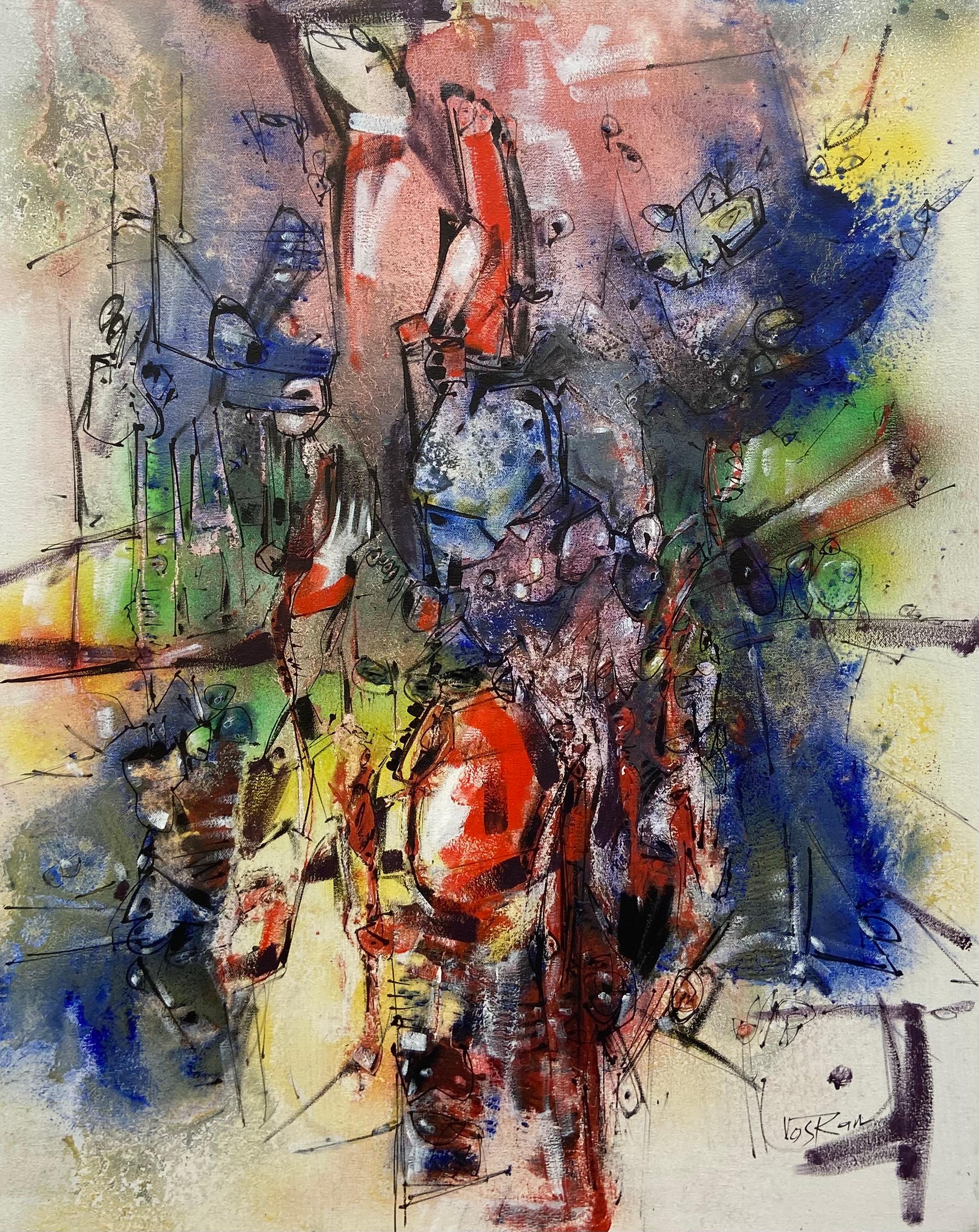 Voskan Galstian Abstract Painting – Impression des blauen Himmels, abstrakte Malerei