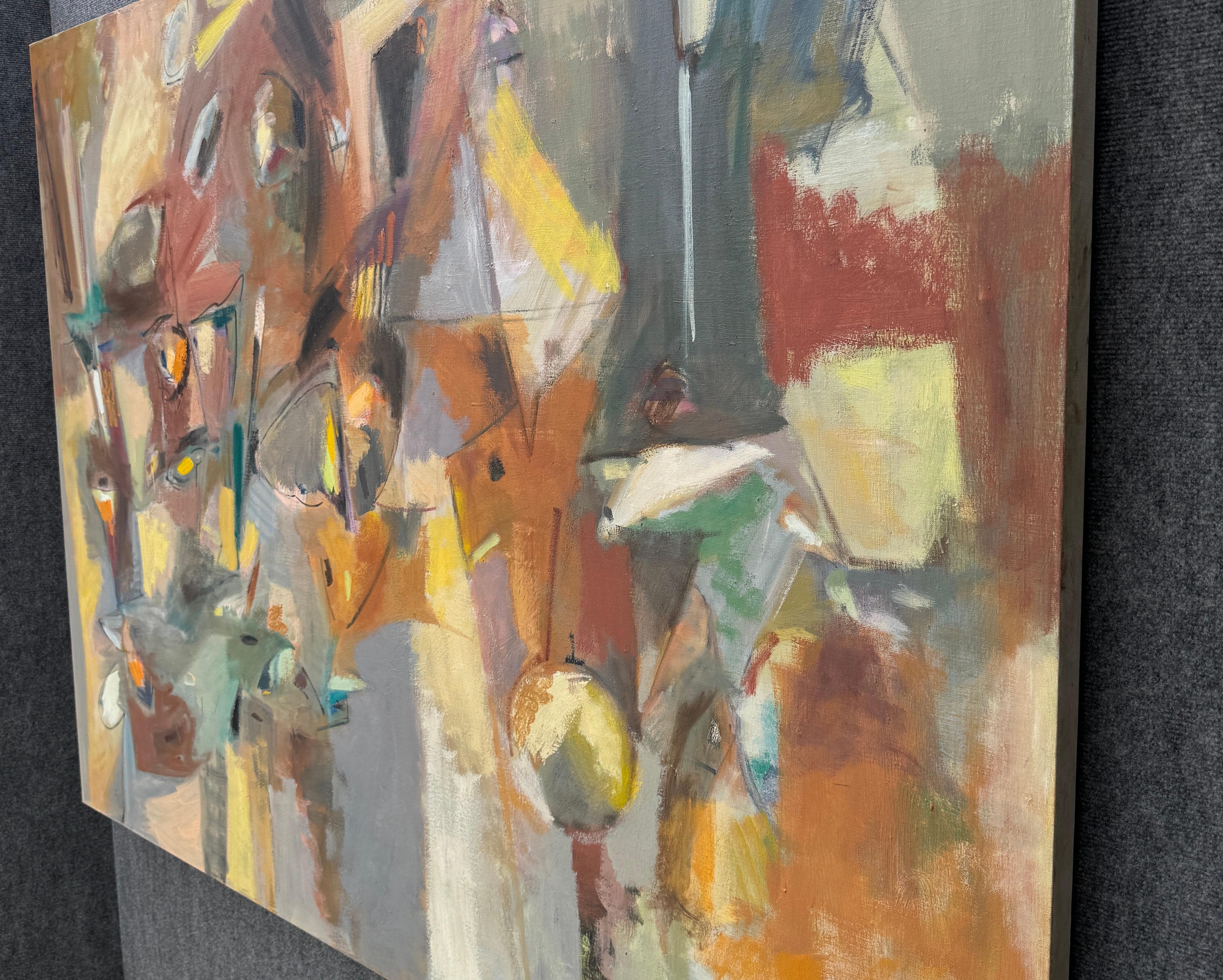In The Season 2, Quadro originale astratto di grandi dimensioni su tela, pronto da appendere - Abstract Painting Marrone di Voskan Galstian