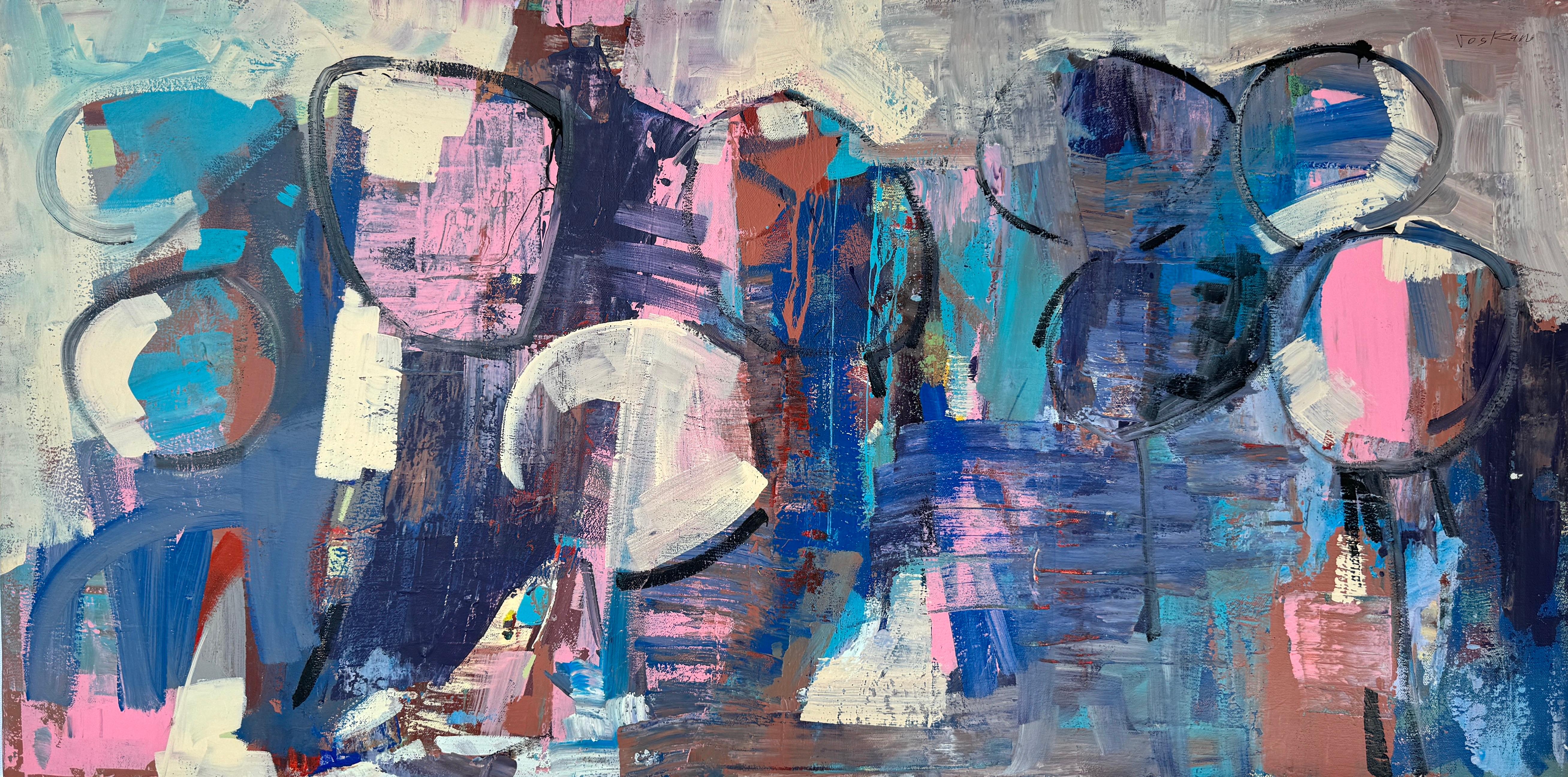 Abstract Painting di Voskan Galstian - Giorno incostante, quadro originale astratto, pronto da appendere