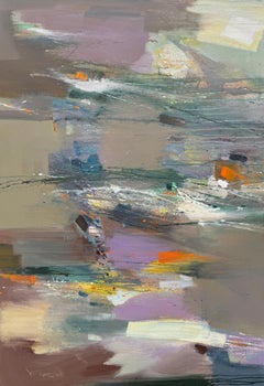 Beso de Luz, Pintura Abstracta Original de Gran Tamaño sobre Lienzo, Lista para Colgar