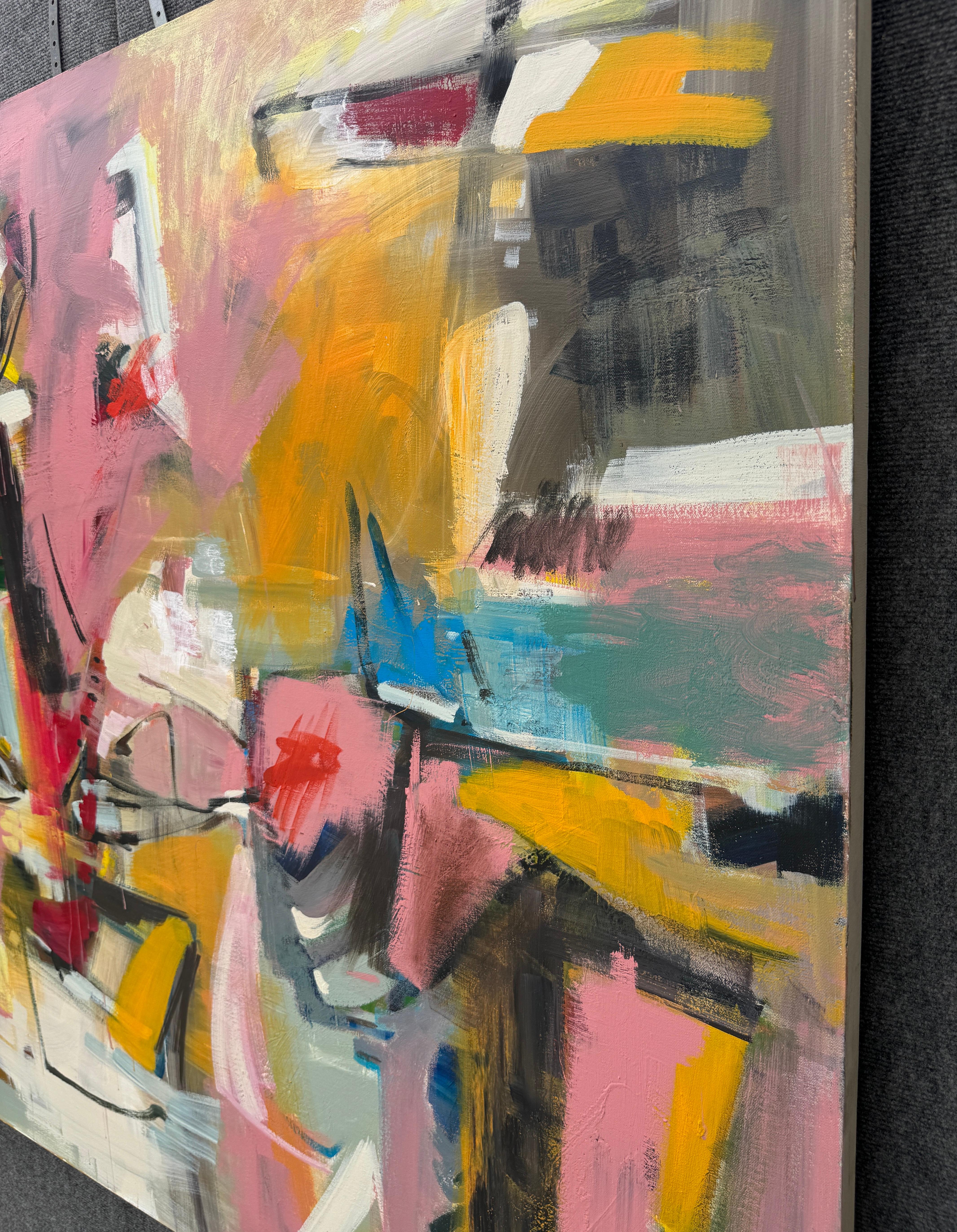 Land Bridge, Abstract Large Original Painting on Canvas, Ready to Hang For Sale 1