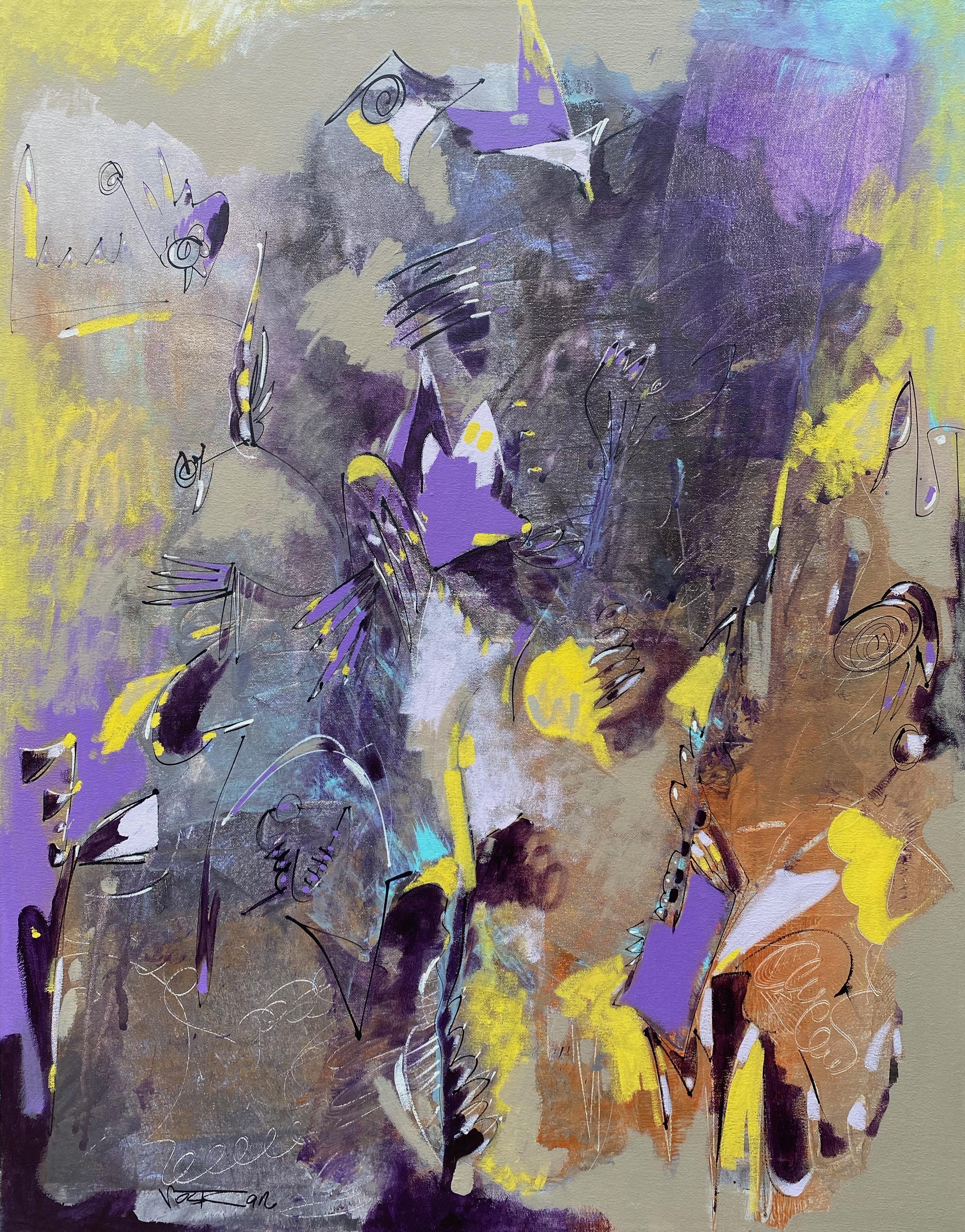 Lavender in Abstract, Original Acrylic Painting, Ready to Hang