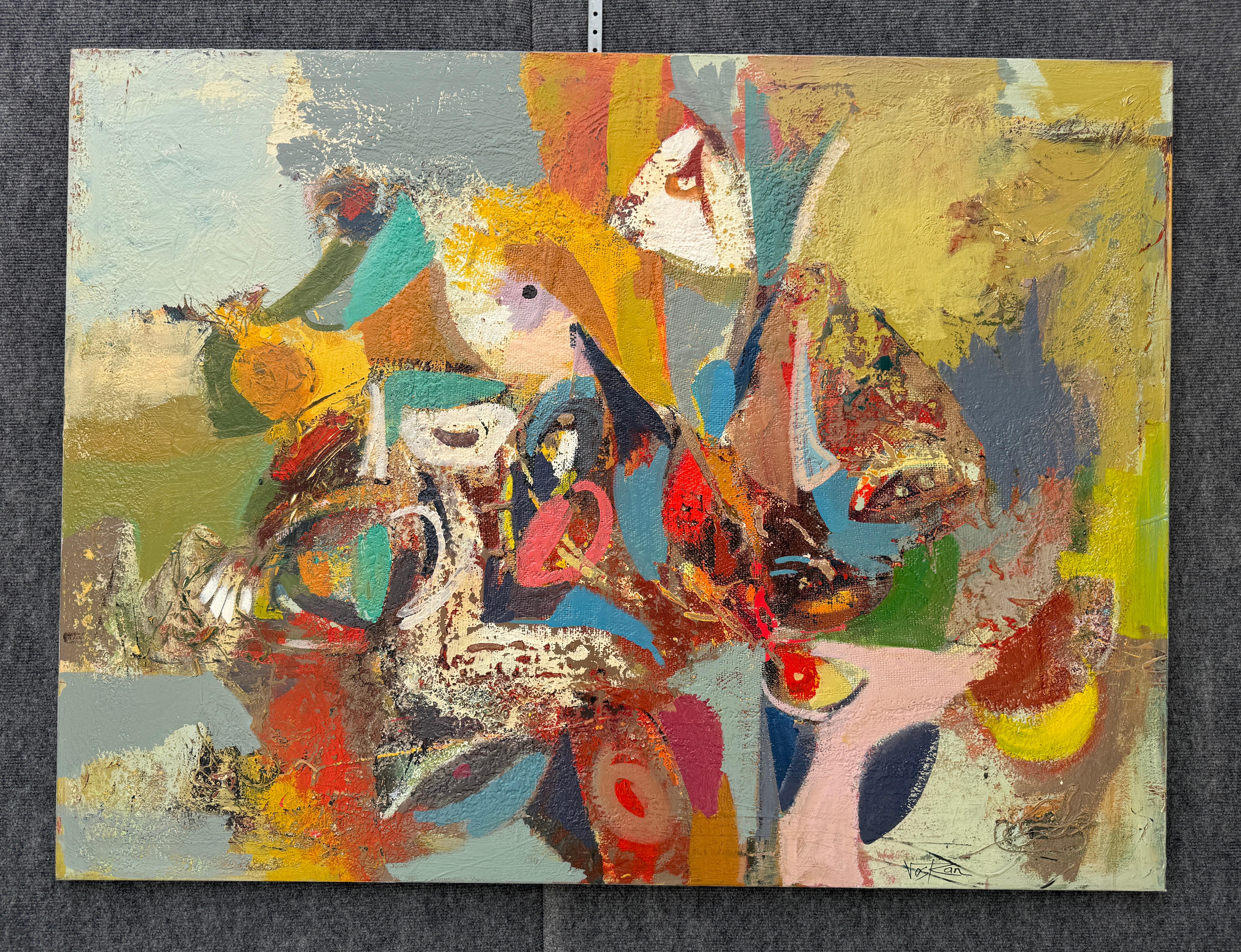 Layers In A Dream, Abstraktes Originalgemälde, hängefertig – Painting von Voskan Galstian
