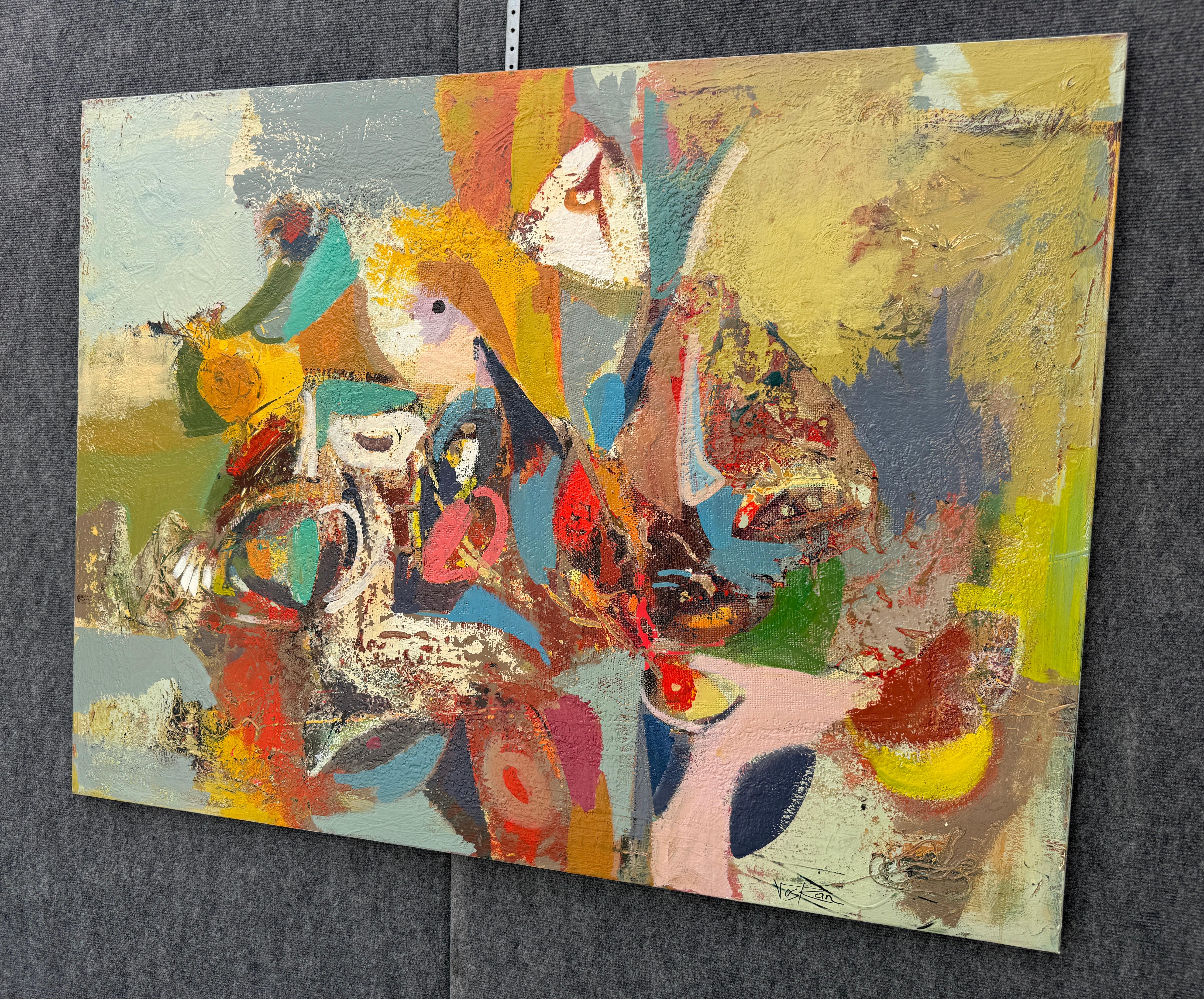 Layers In A Dream, Abstraktes Originalgemälde, hängefertig (Braun), Abstract Painting, von Voskan Galstian