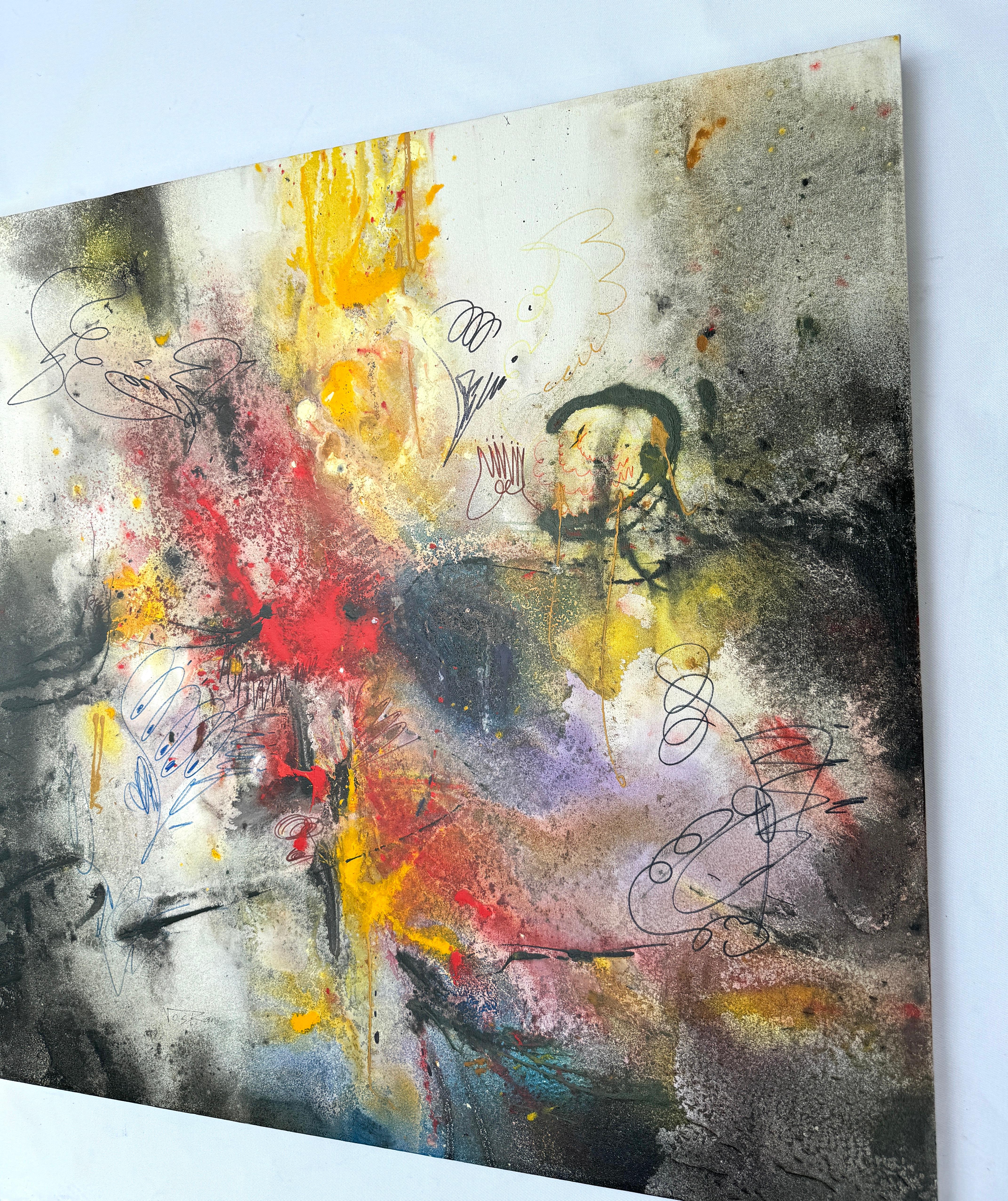Lucid Drift, Pittura astratta moderna originale, pronta da appendere - Abstract Painting Marrone di Voskan Galstian