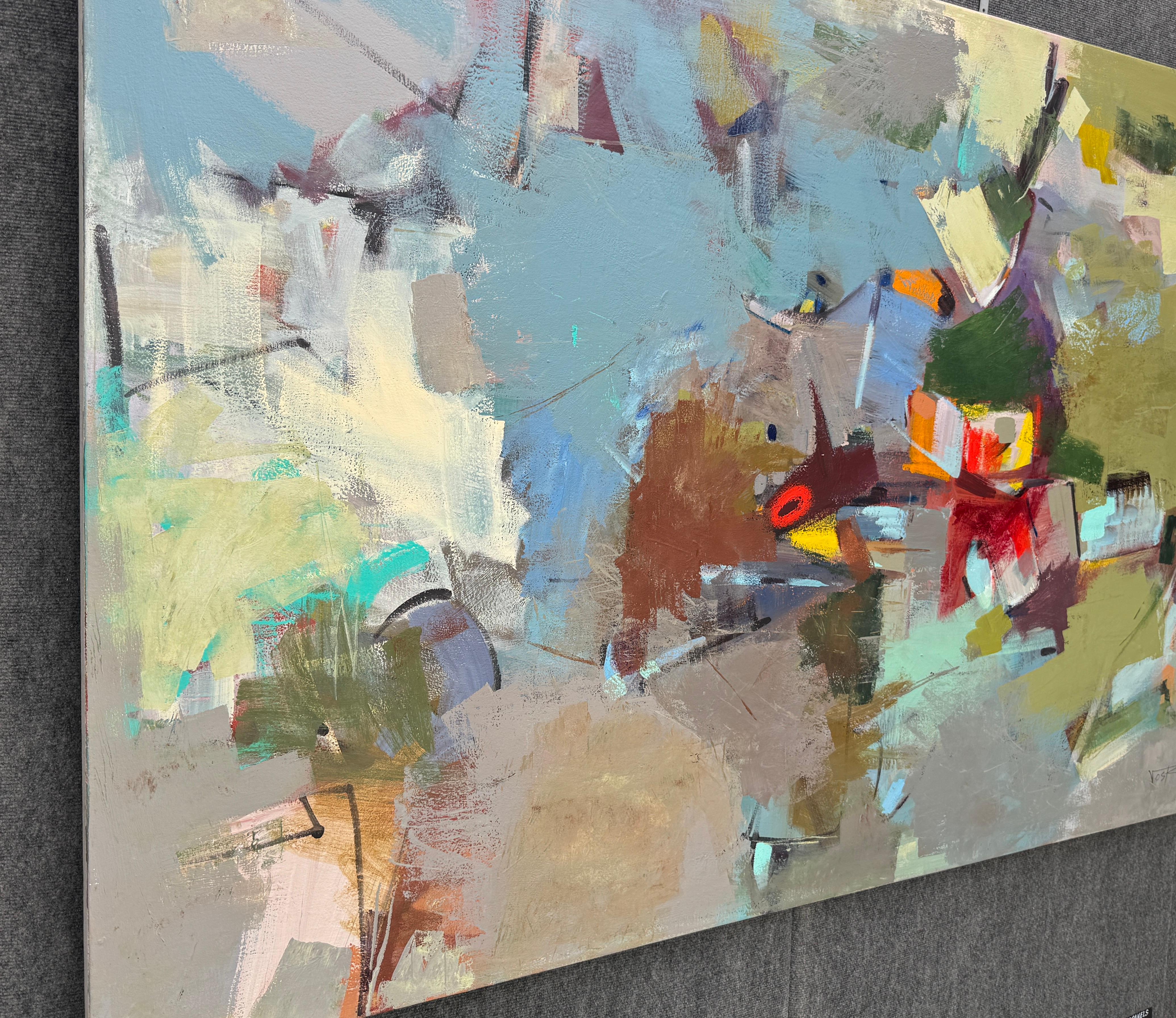 Fare la pace, dipinto originale astratto di grandi dimensioni su tela, pronto da appendere - Painting di Voskan Galstian