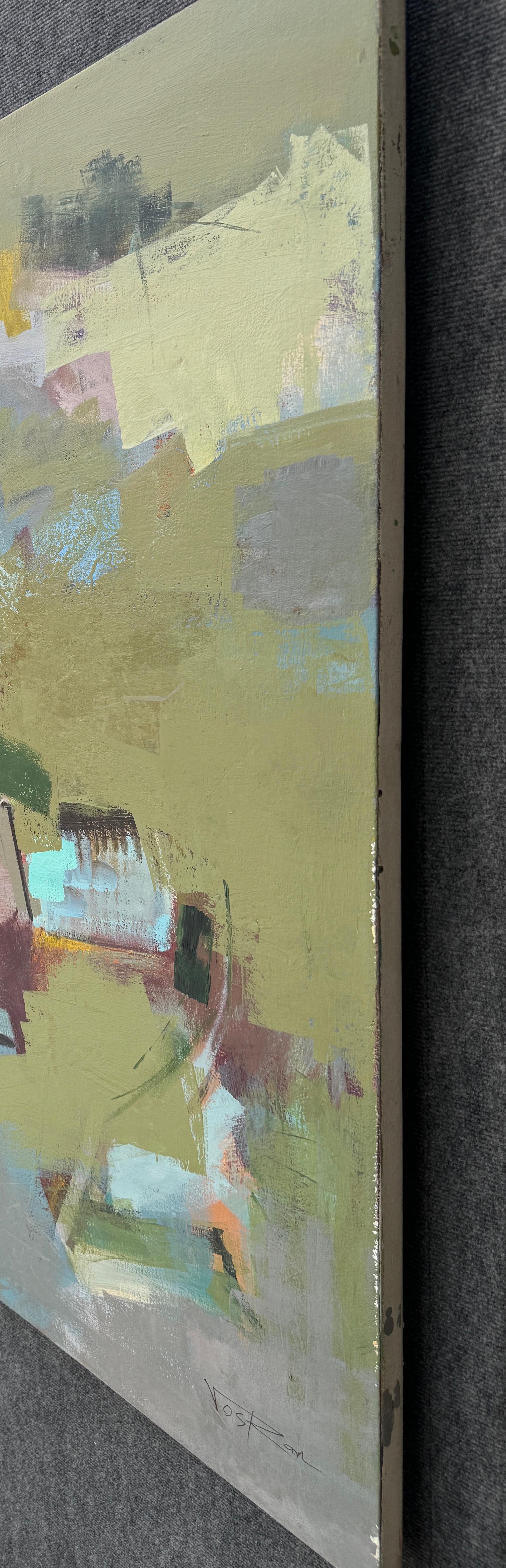 Fare la pace, dipinto originale astratto di grandi dimensioni su tela, pronto da appendere - Abstract Painting Grigio di Voskan Galstian