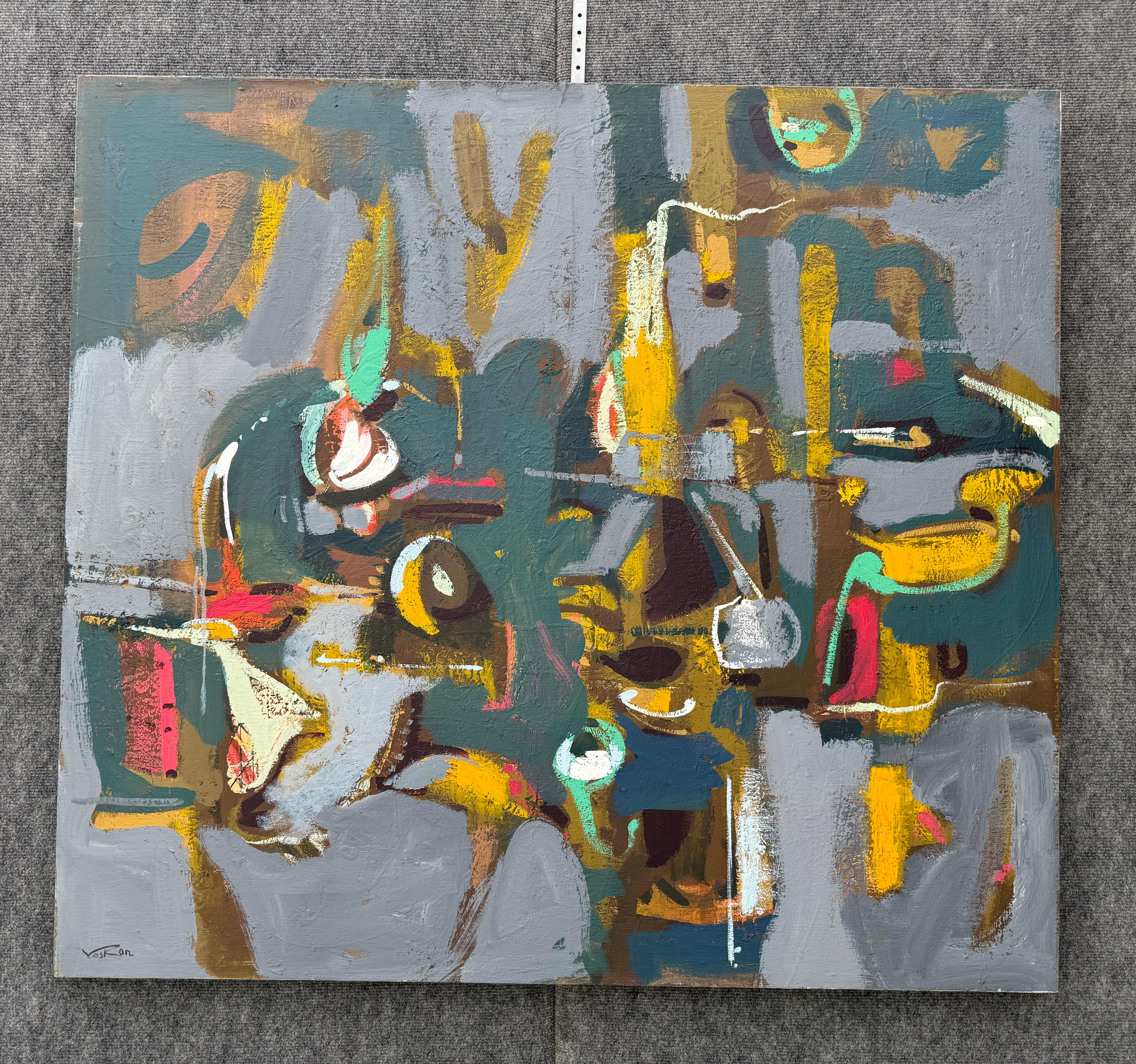 Fare la pace, quadro originale astratto su tela, pronto da appendere - Painting di Voskan Galstian