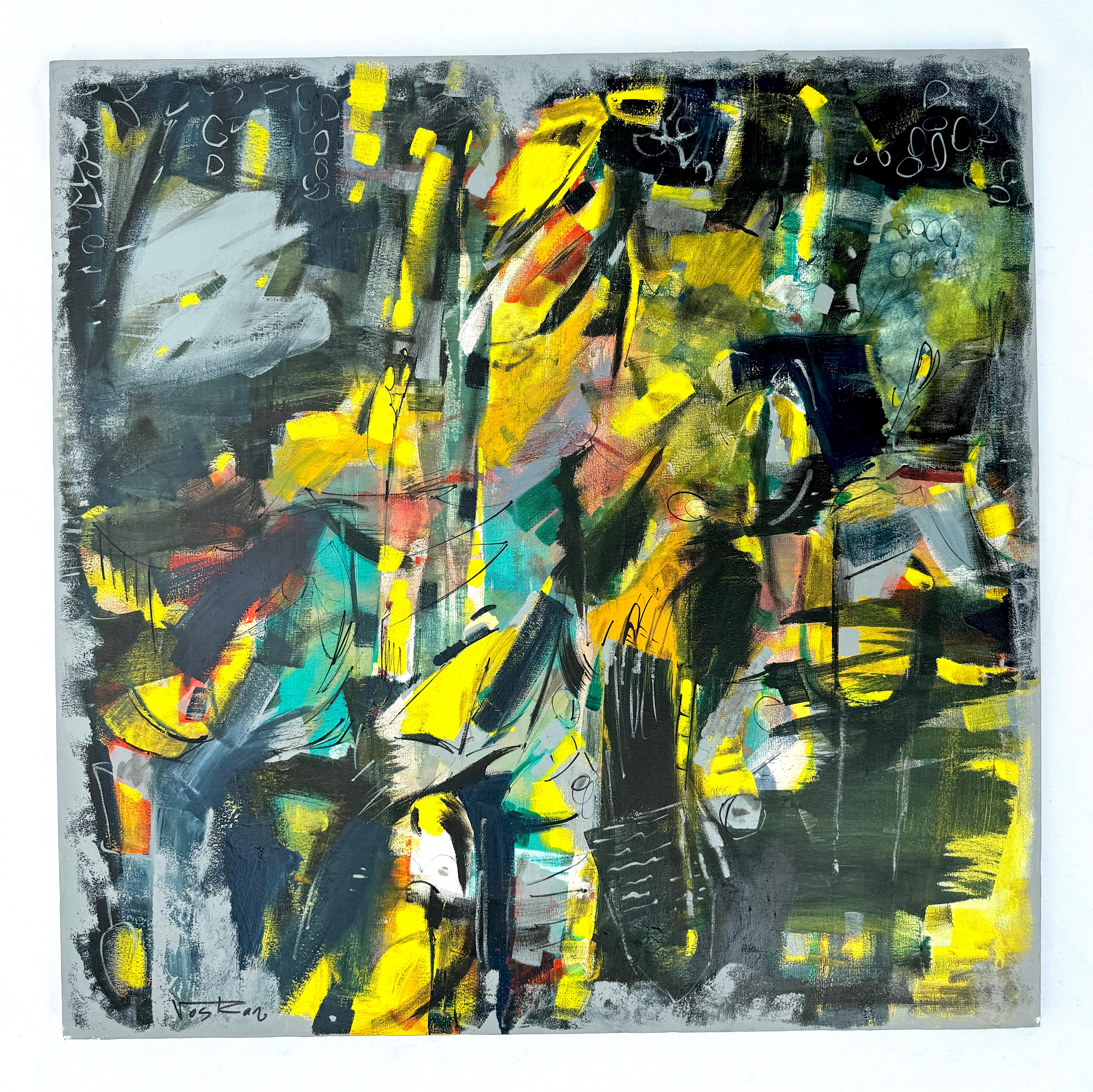 Fare la pace, Arte astratta, Quadro originale, Pronto da appendere - Painting di Voskan Galstian