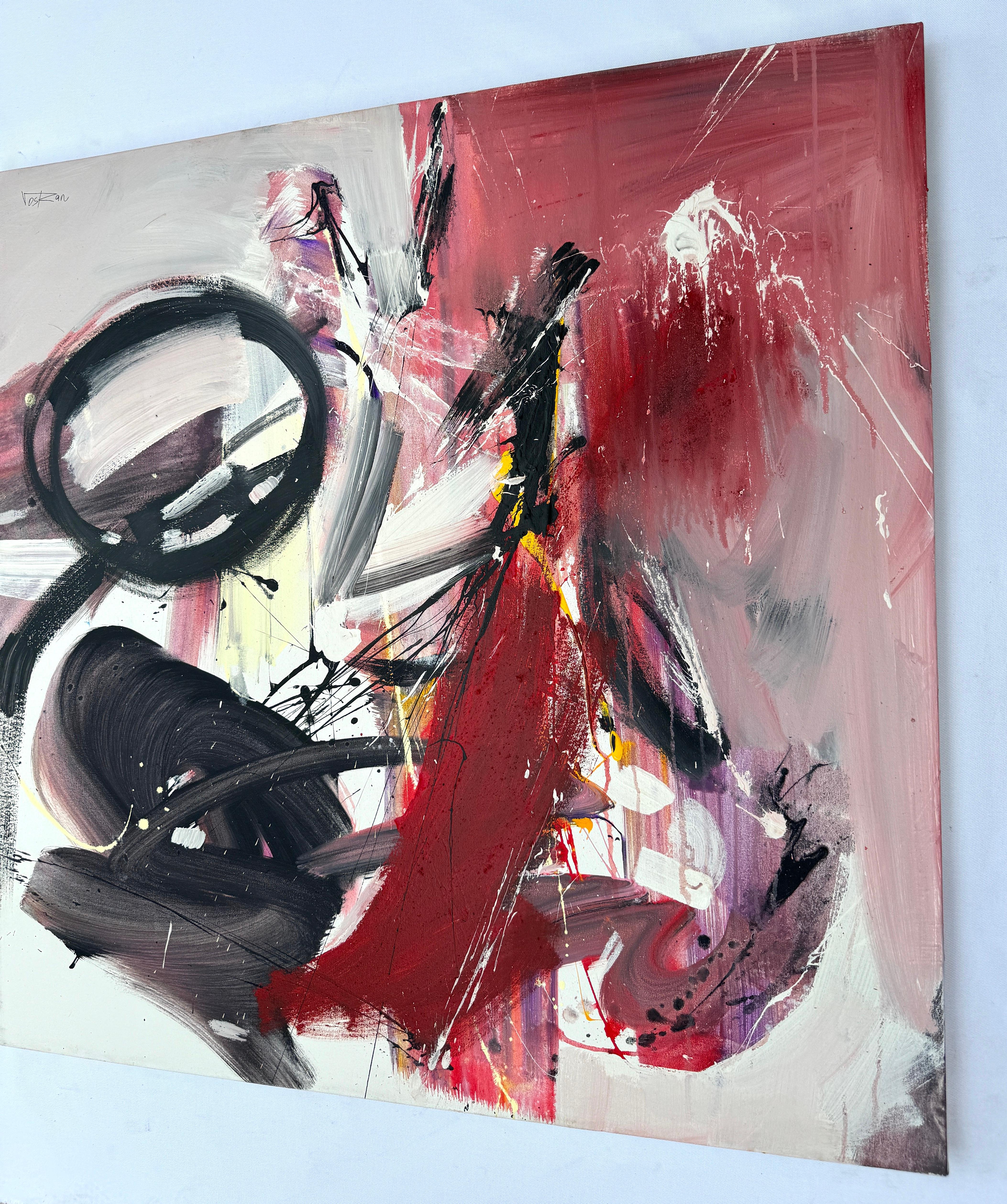 Marathon 2, Quadro originale astratto di grandi dimensioni, pronto da appendere - Abstract Painting Marrone di Voskan Galstian