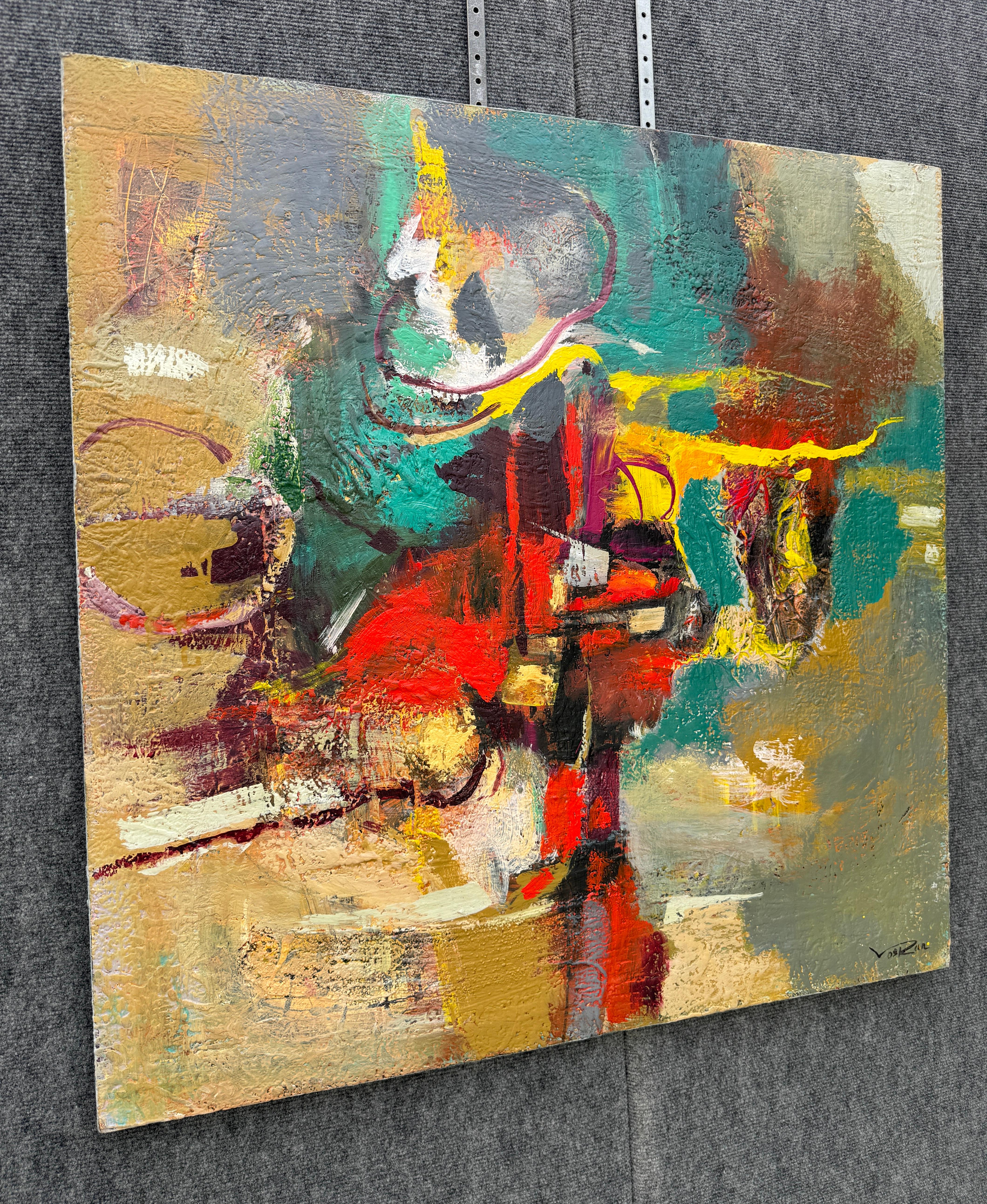 Ricordi dal mare, quadro astratto originale su tela, pronto da appendere - Painting di Voskan Galstian