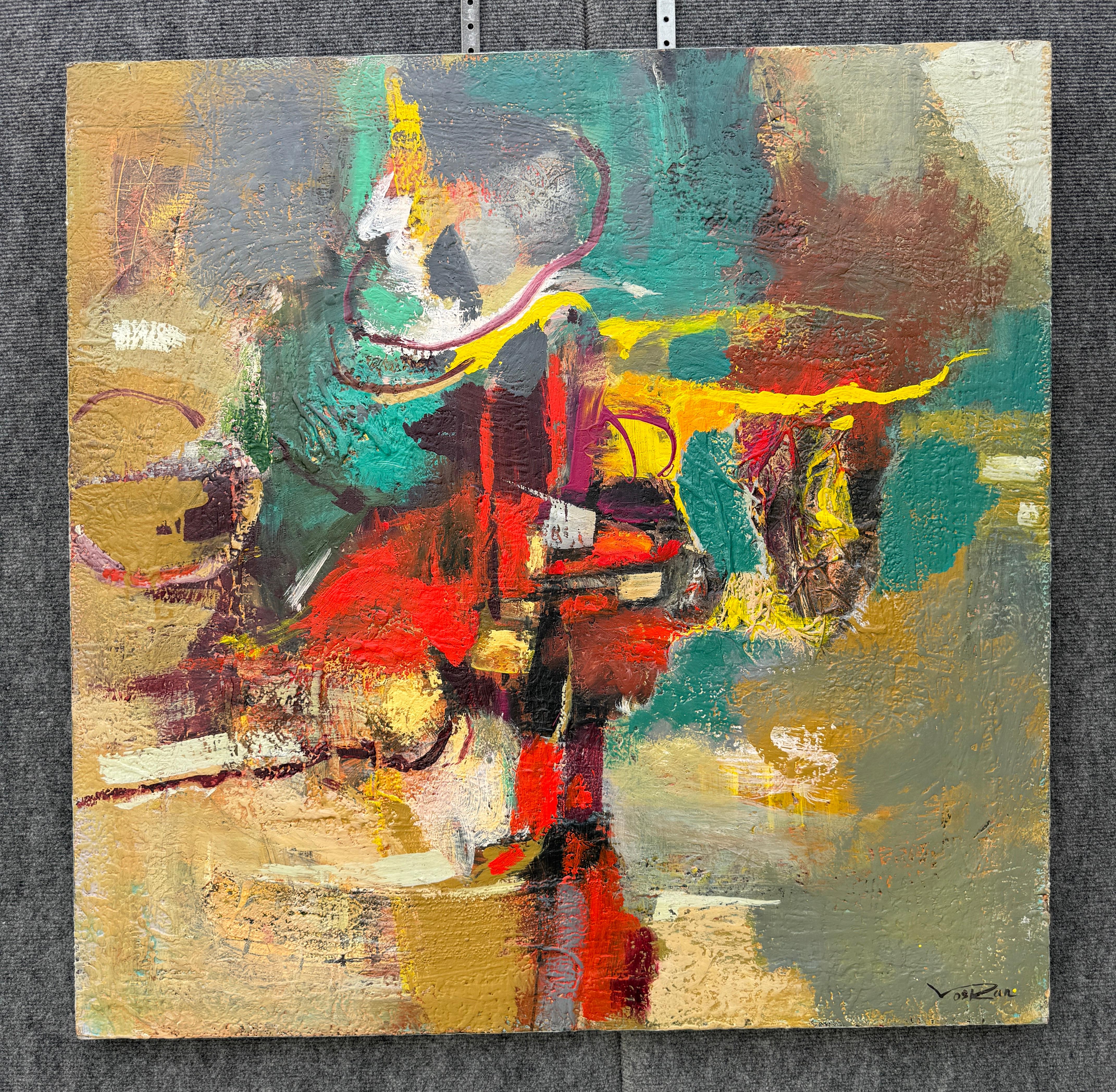 Ricordi dal mare, quadro astratto originale su tela, pronto da appendere - Abstract Painting Marrone di Voskan Galstian