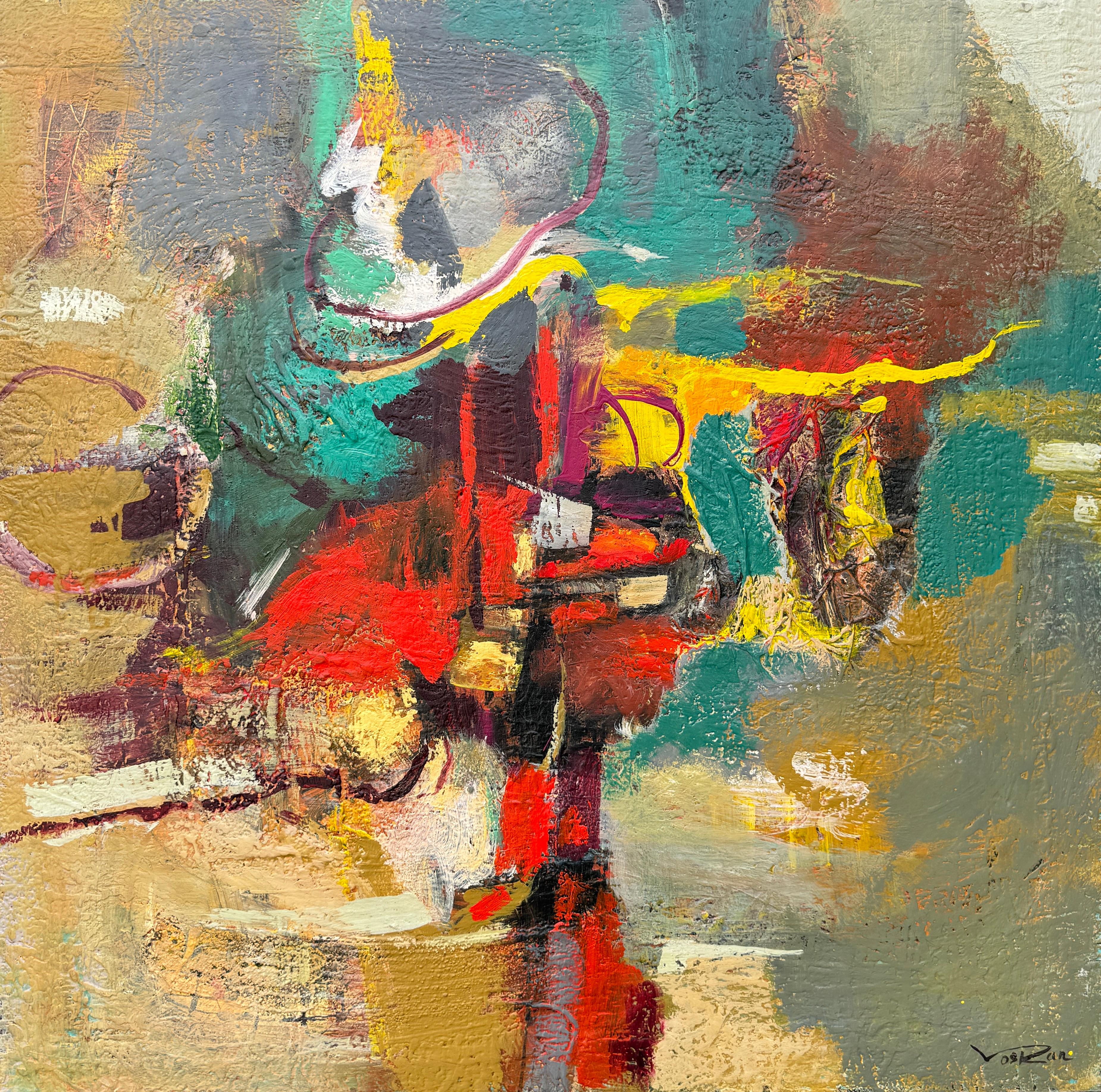 Abstract Painting di Voskan Galstian - Ricordi dal mare, quadro astratto originale su tela, pronto da appendere
