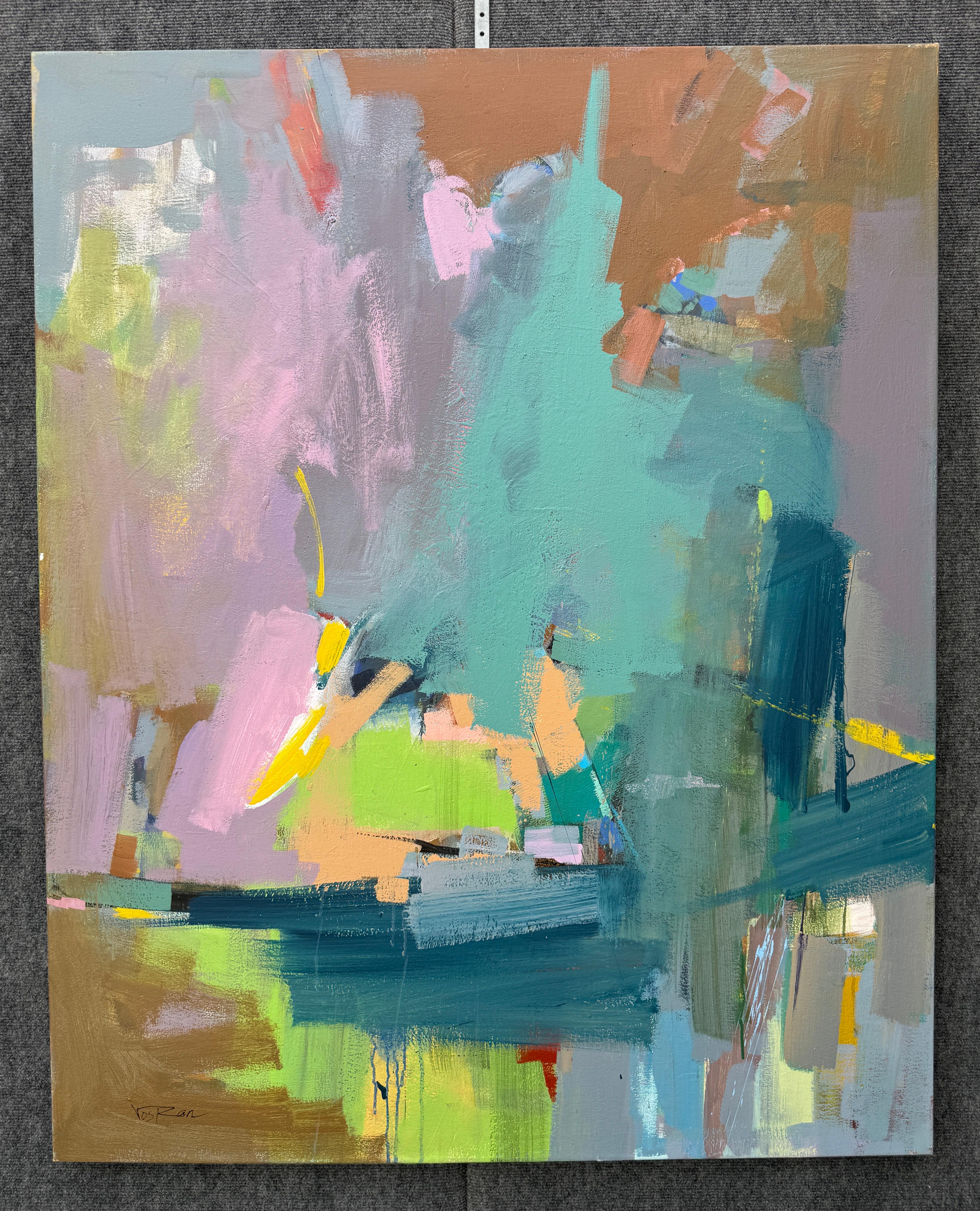 Memories of the Season, Abstract Original Painting on Canvas, Ready to Hang - Gray Abstract Painting by Voskan Galstian