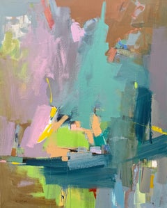 Recuerdos de la estación, Pintura original abstracta sobre lienzo, lista para colgar