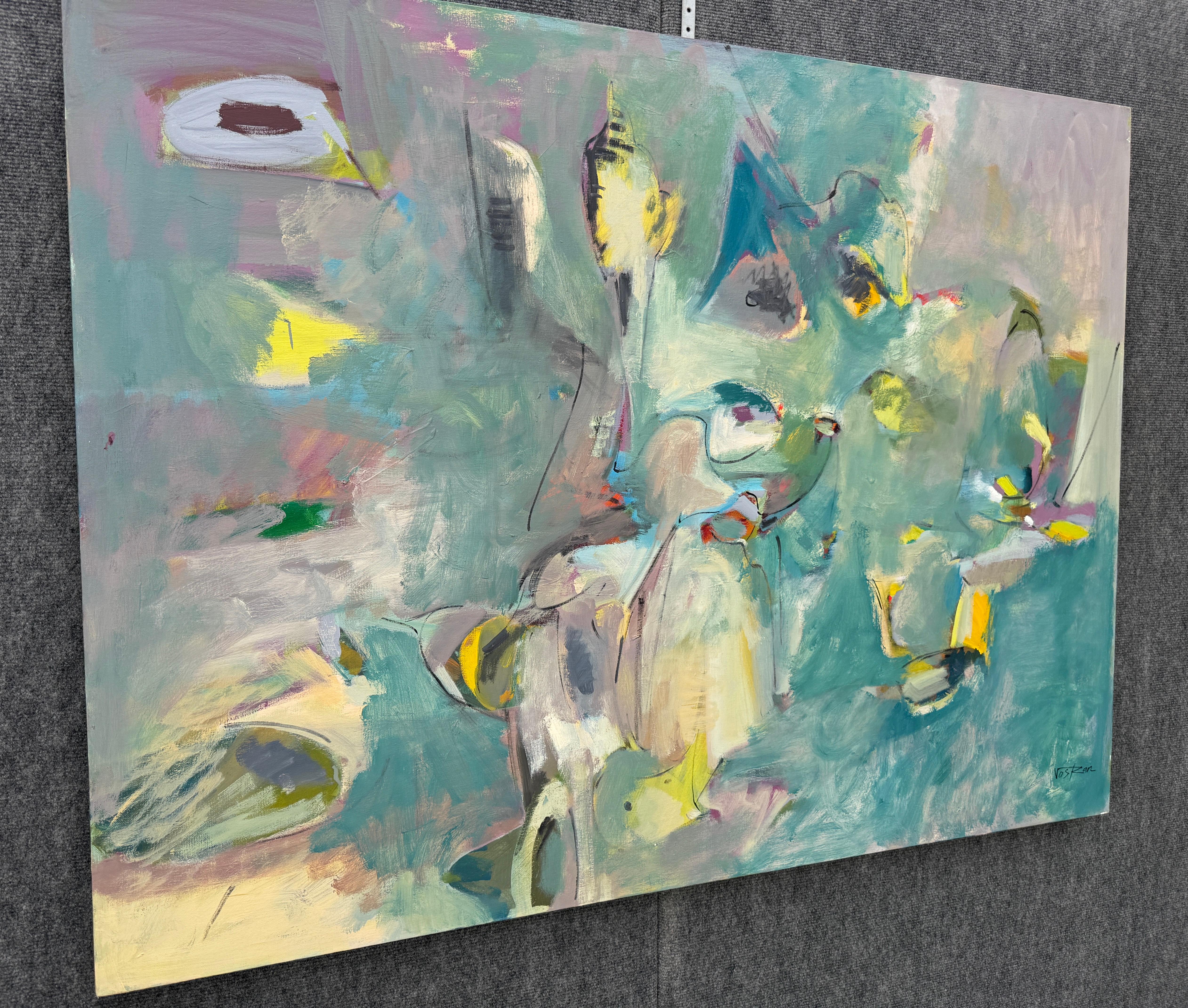 Greene & Greene, Quadro astratto originale su tela, pronto da appendere - Painting di Voskan Galstian