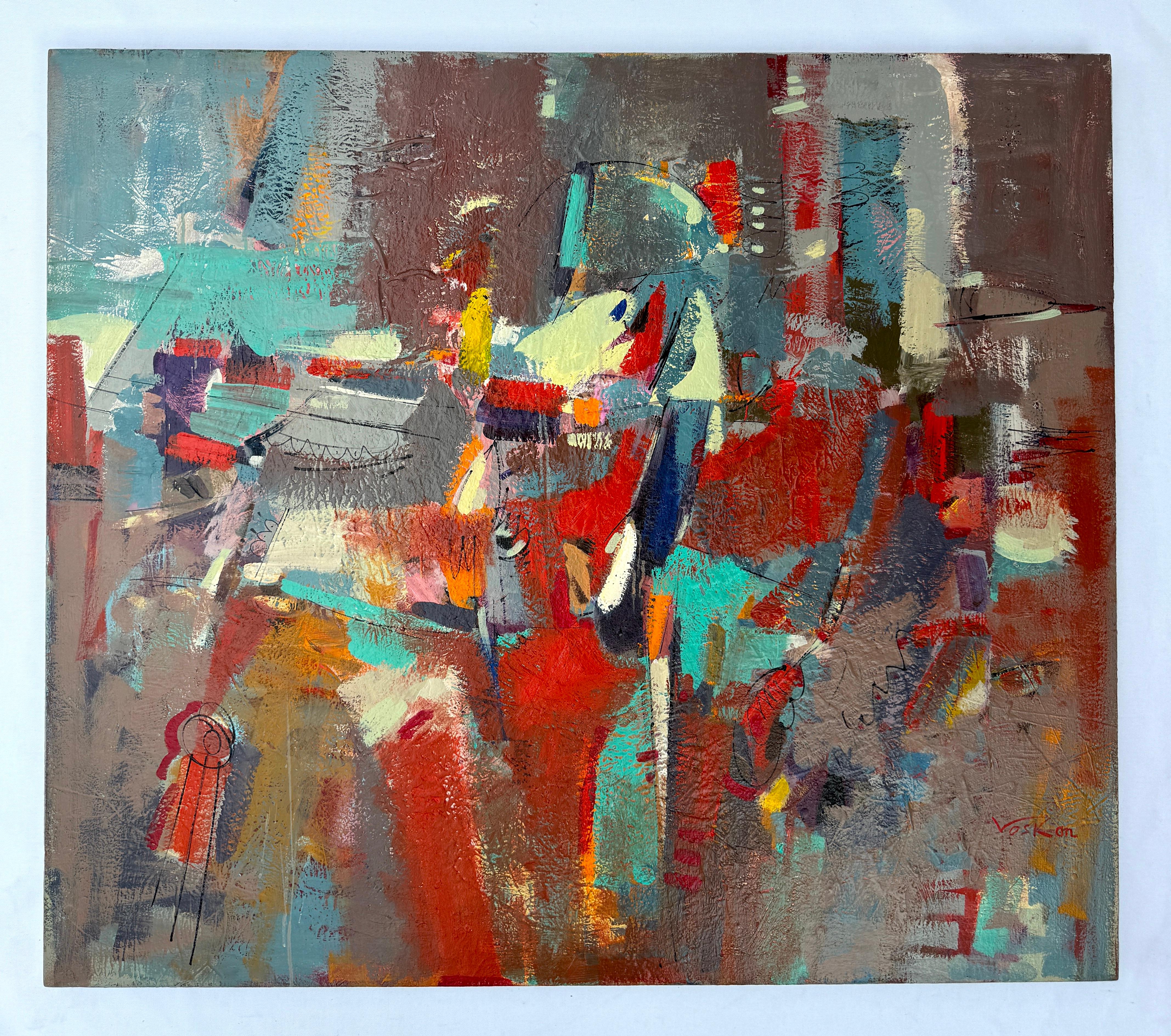 Canzone minerale, quadro originale d'arte astratta, grande formato pronto da appendere - Painting di Voskan Galstian