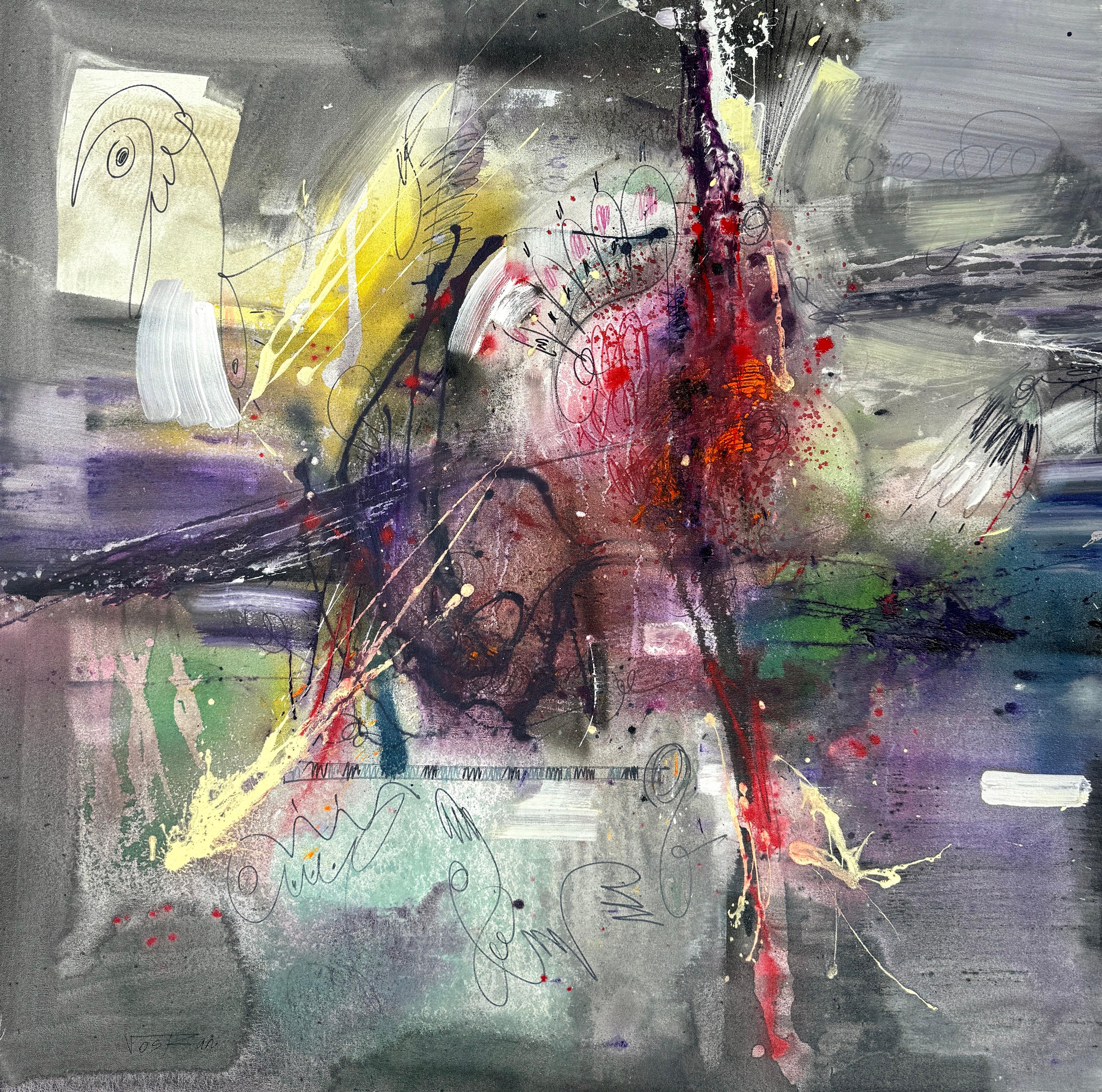 Abstract Painting di Voskan Galstian - Danza del mattino, Quadro originale astratto di grandi dimensioni, pronto da appendere